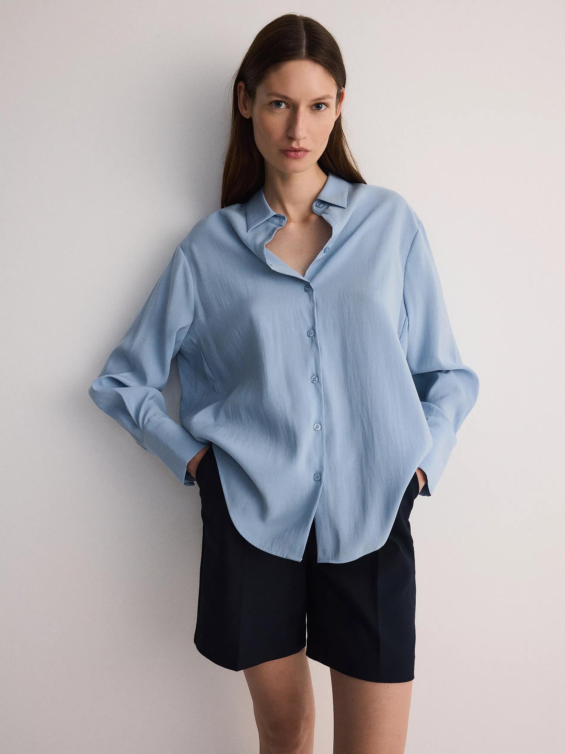 Blue Modal Blend Shirt, , large image number 3