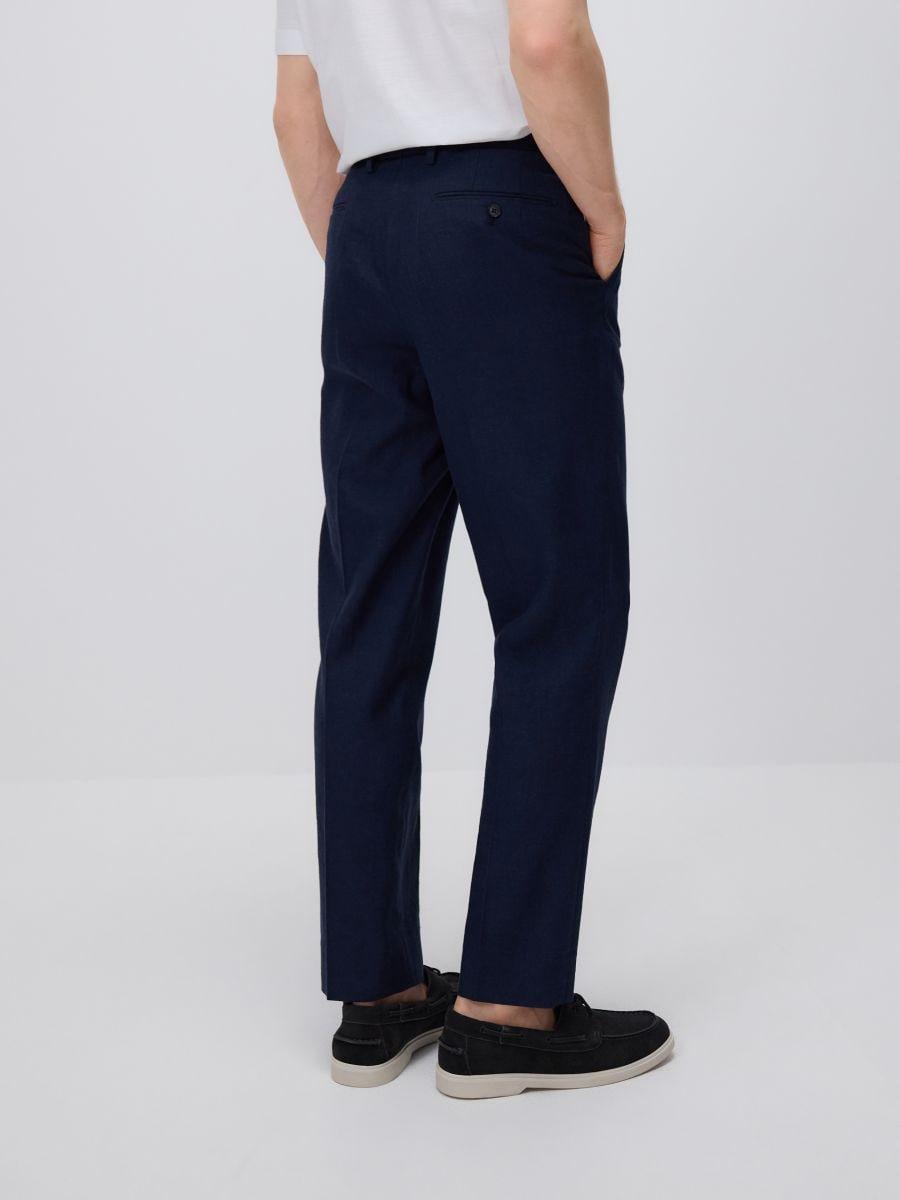 Navy Regular-Fit Trousers With A High Linen Content, Navy, large image number 2