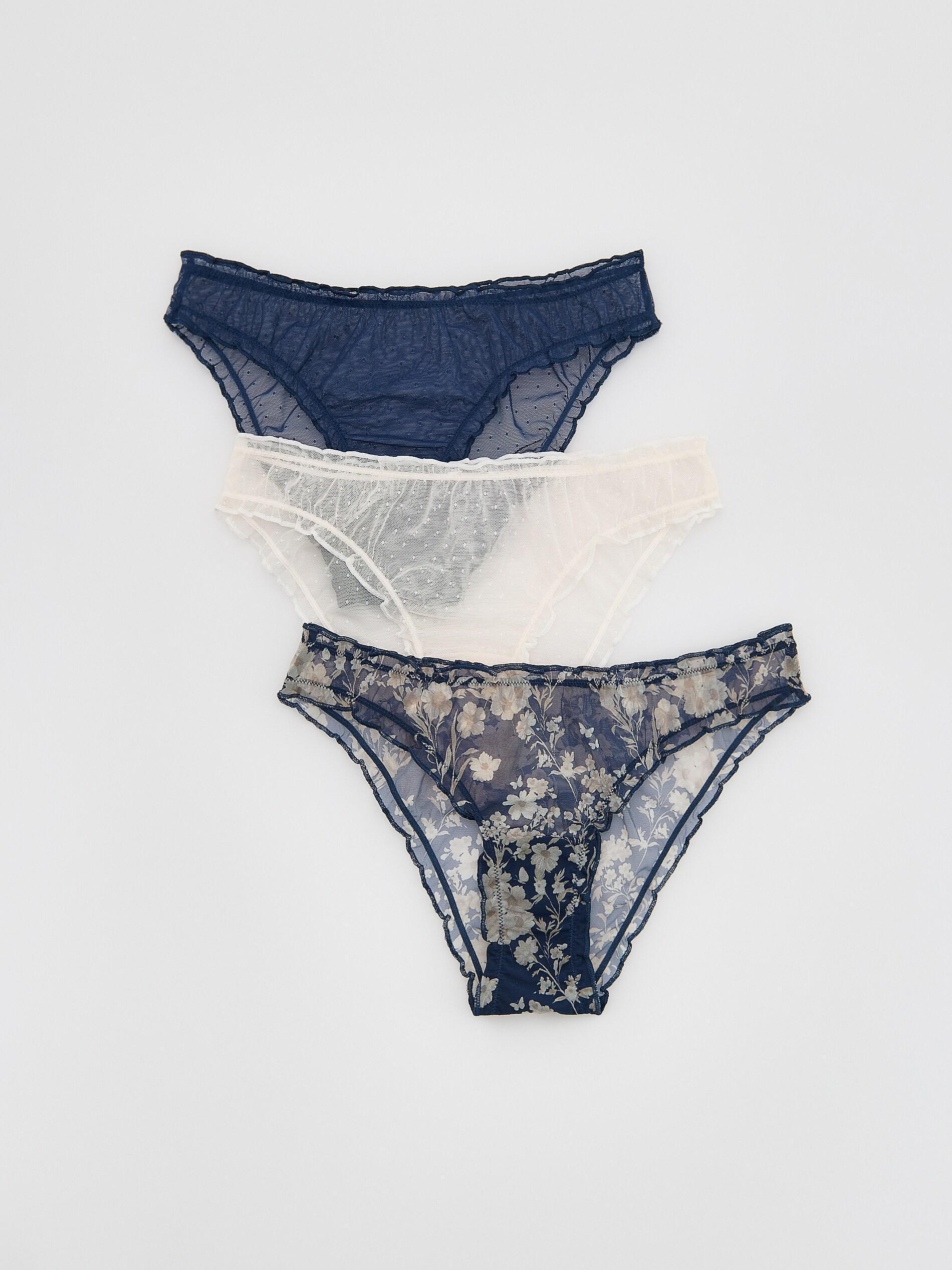 NAVY 3-pack bikini briefs, Navy, medium