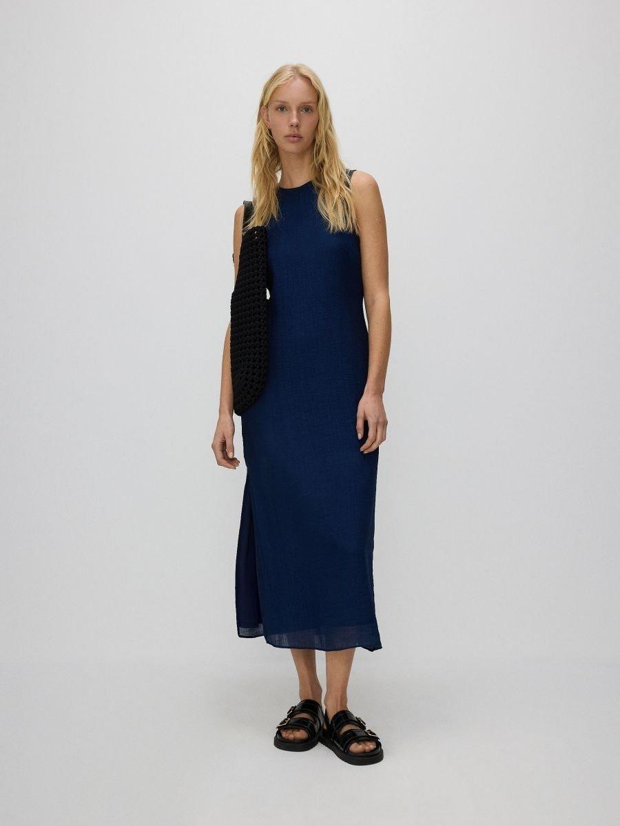 Navy Dress With A High Viscose Content, Navy, large image number 0
