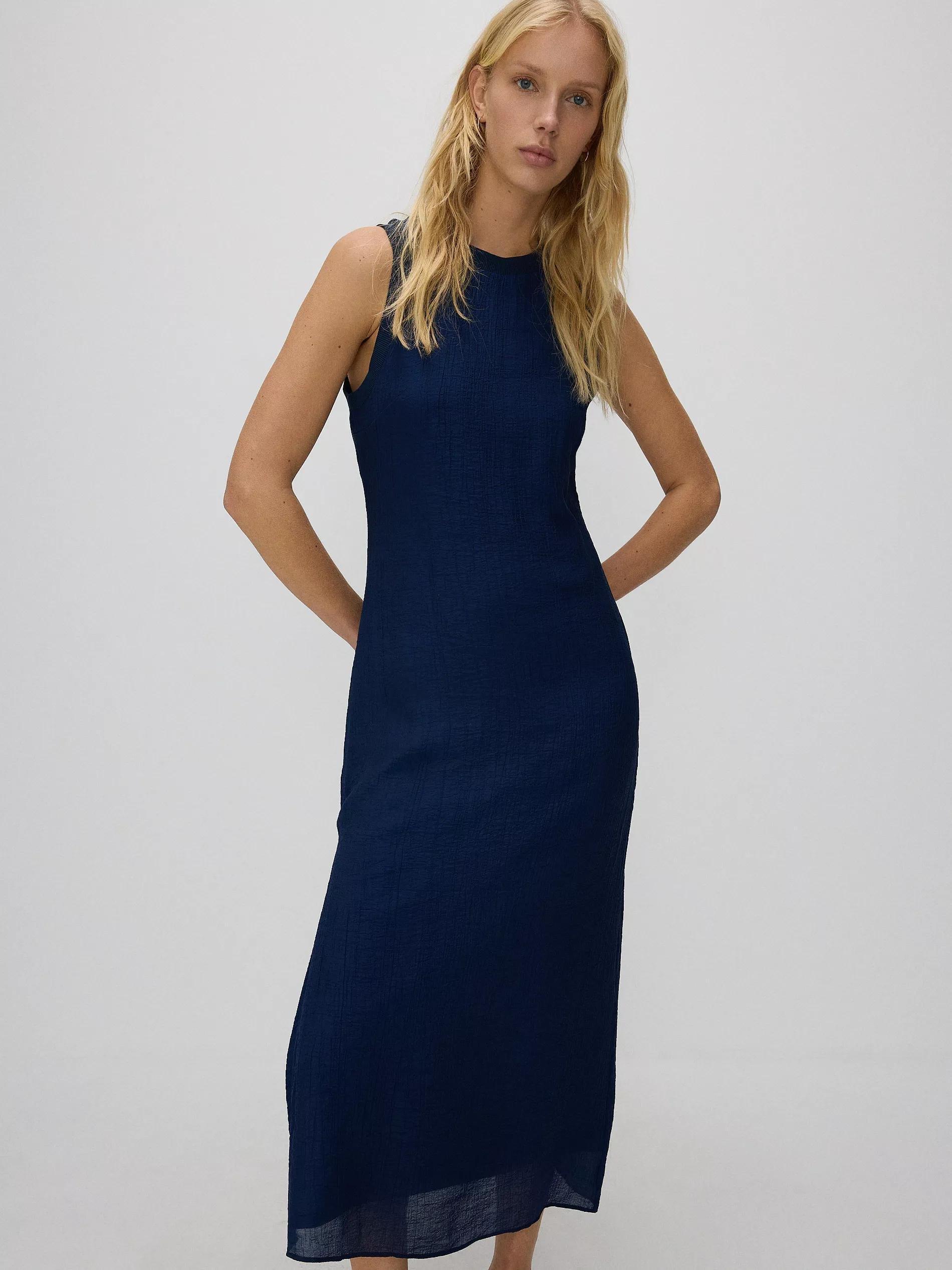 Navy Dress With A High Viscose Content, Navy, large image number 5