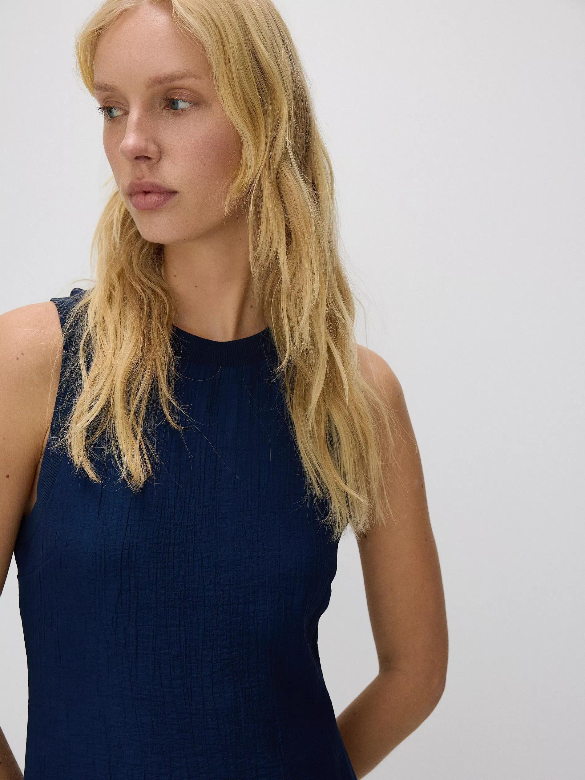 Navy Dress With A High Viscose Content, Navy, large image number 7