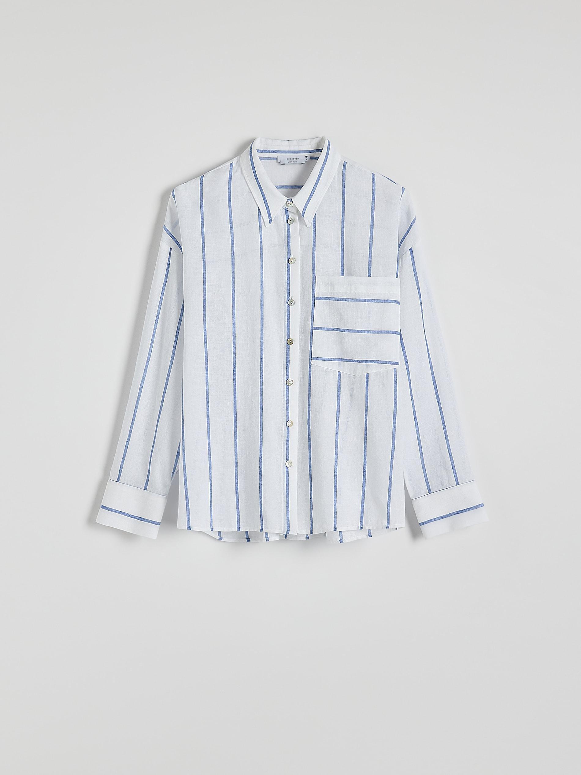 Navy Striped Cotton Shirt, , large image number 4