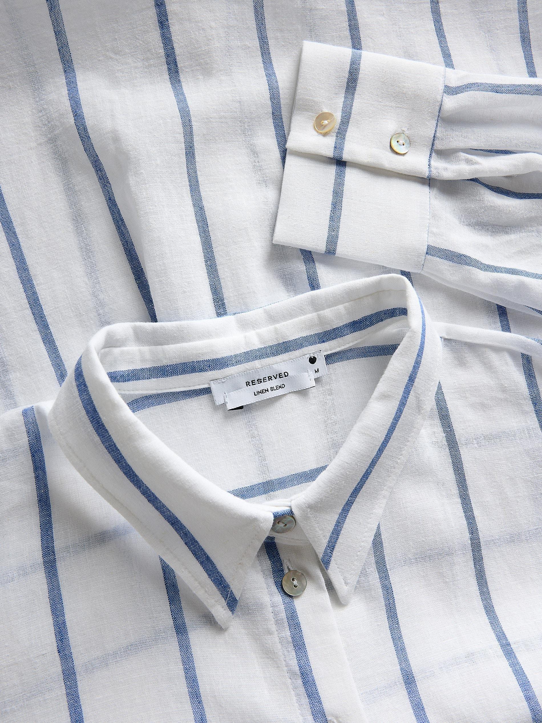 Navy Striped Cotton Shirt, , large image number 5