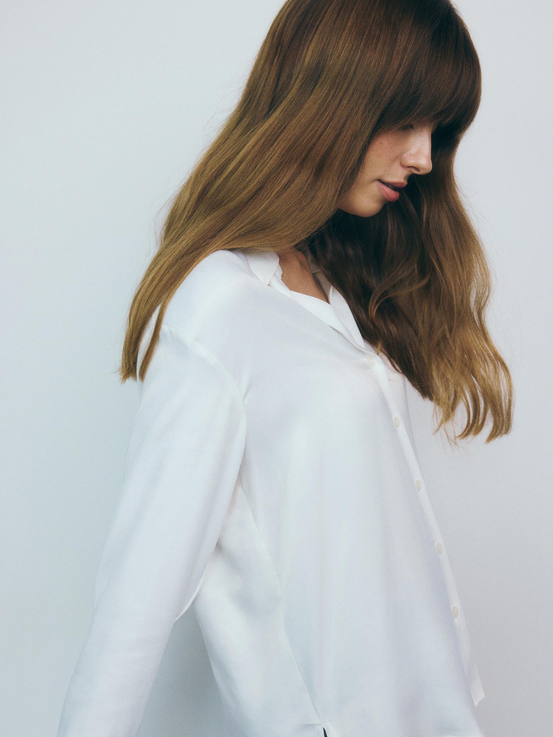 Cream V-Neck Shirt, , large image number 5