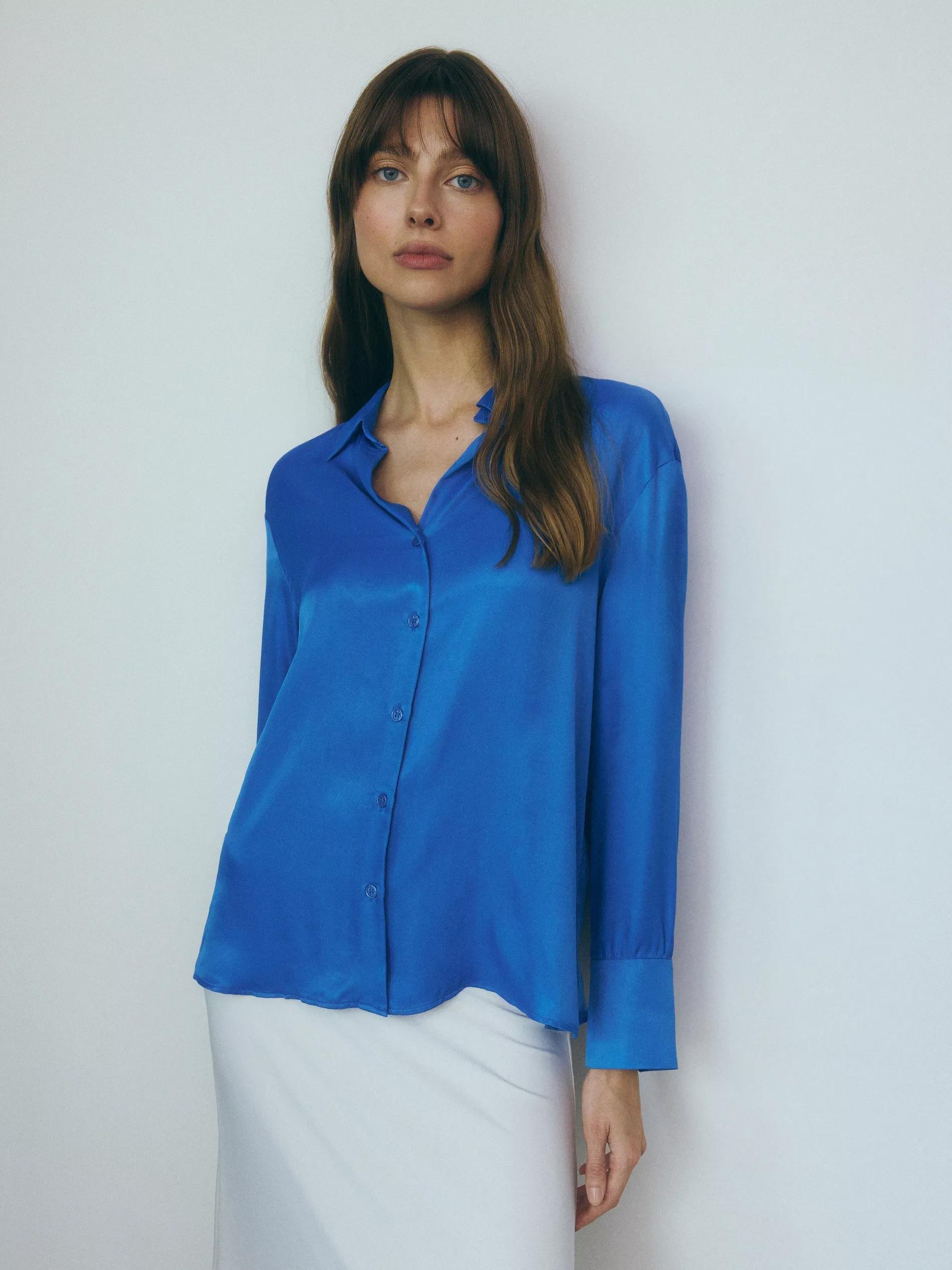 Blue V-Neck Shirt, , large image number 2