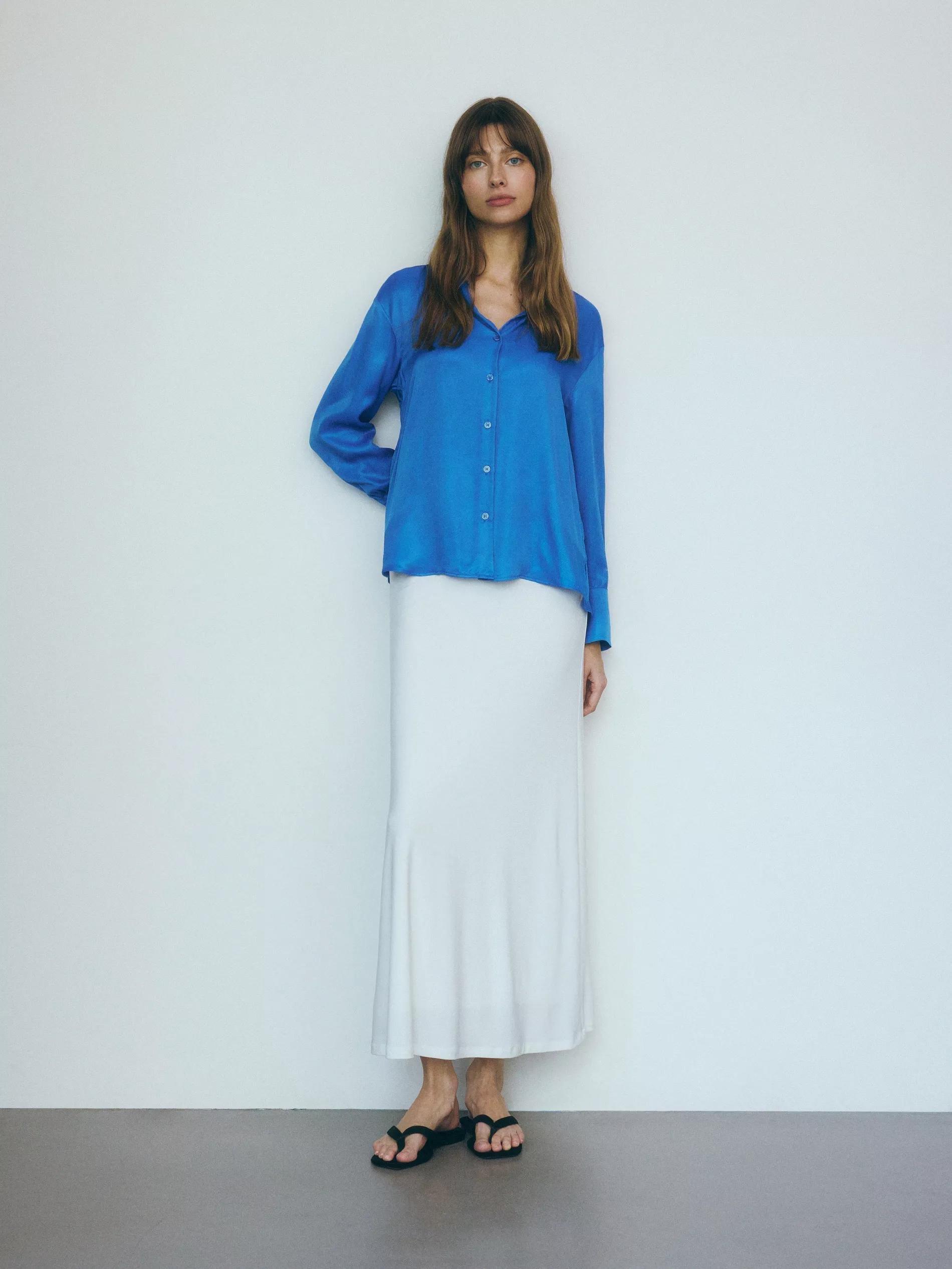 Blue V-Neck Shirt, , large image number 4