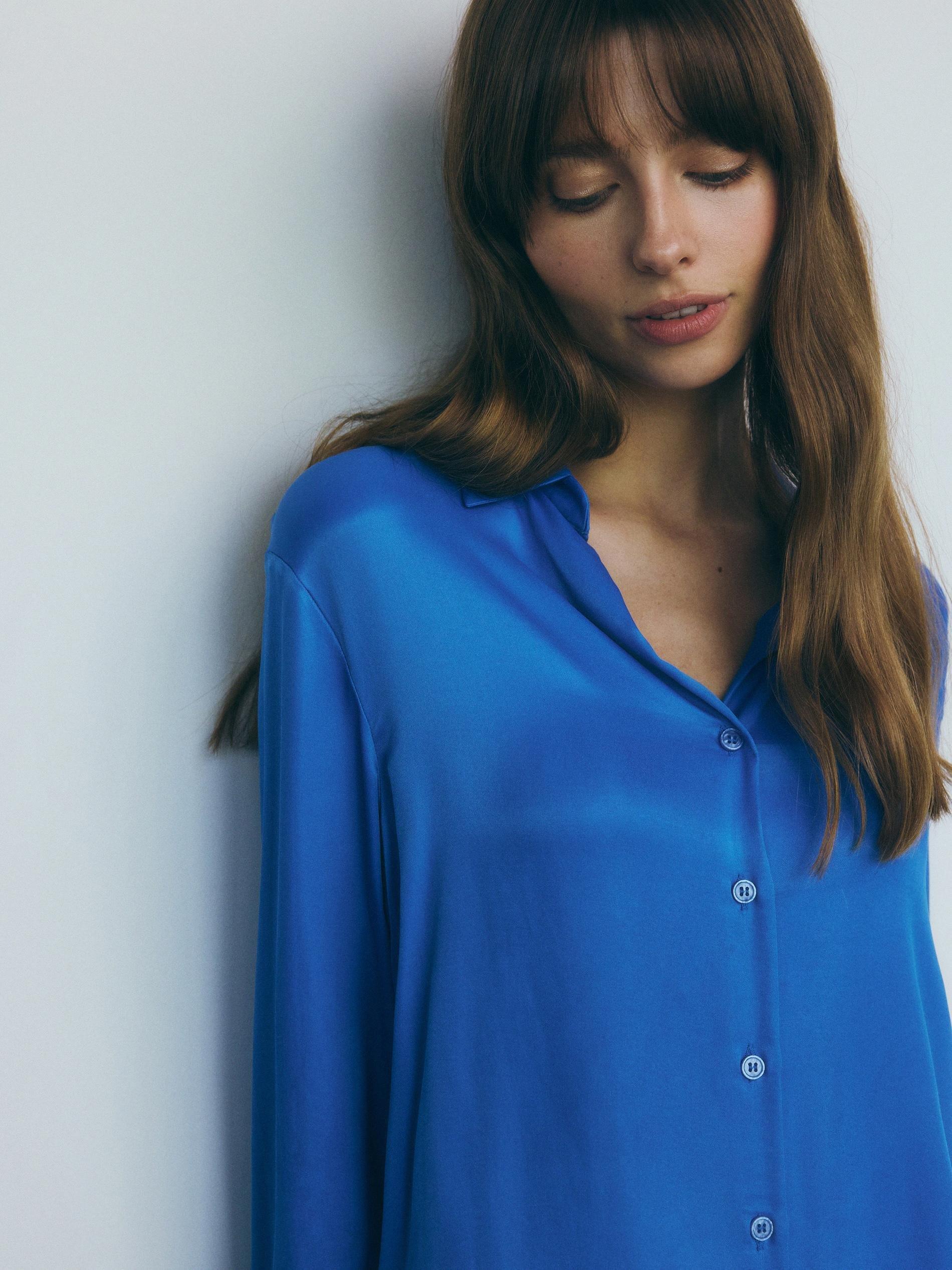 Blue V-Neck Shirt, , large image number 5