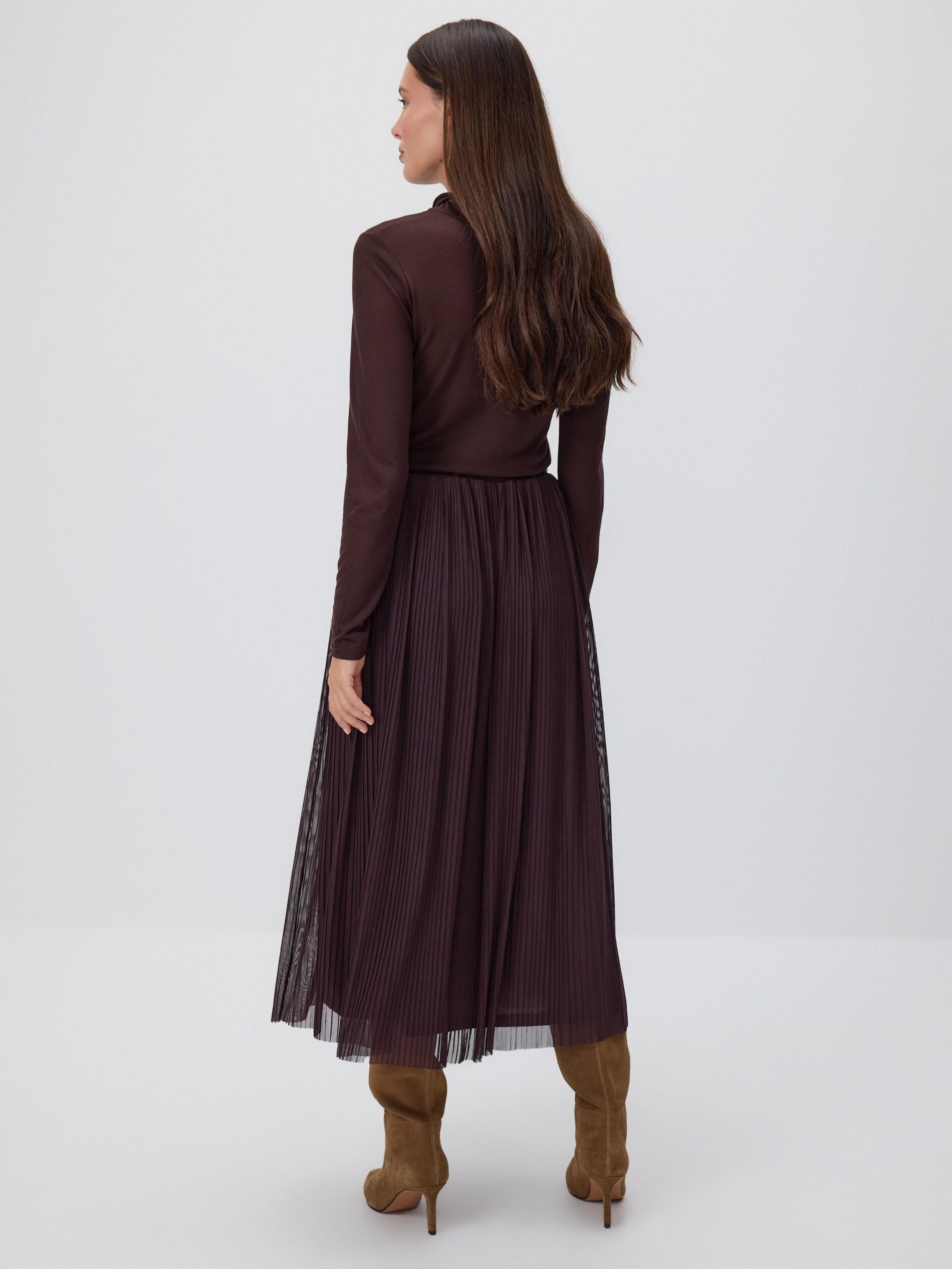 DARK VIOLET Pleated skirt with belt, Khaki, large image number 1