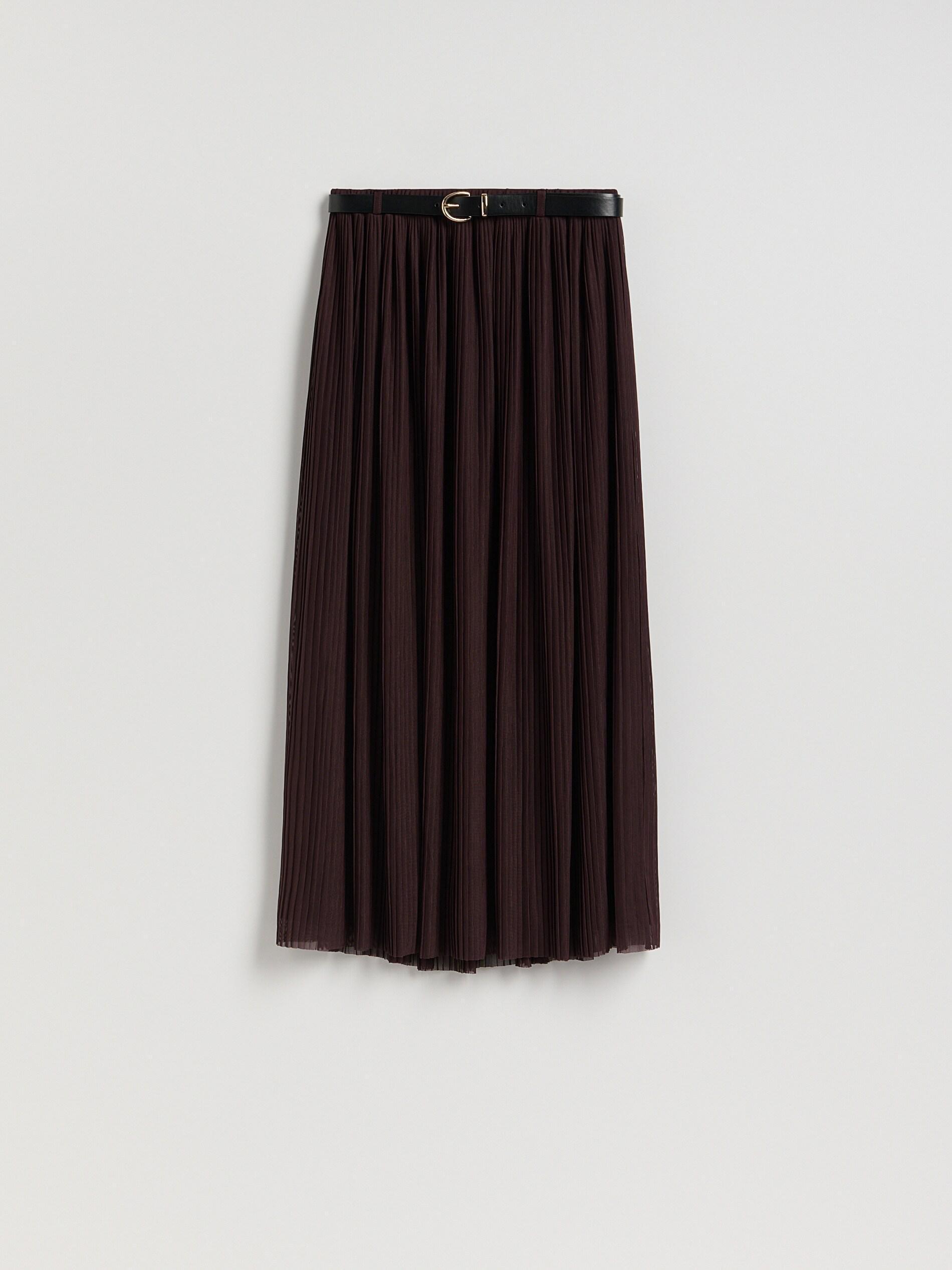 DARK VIOLET Pleated skirt with belt, Khaki, large image number 3