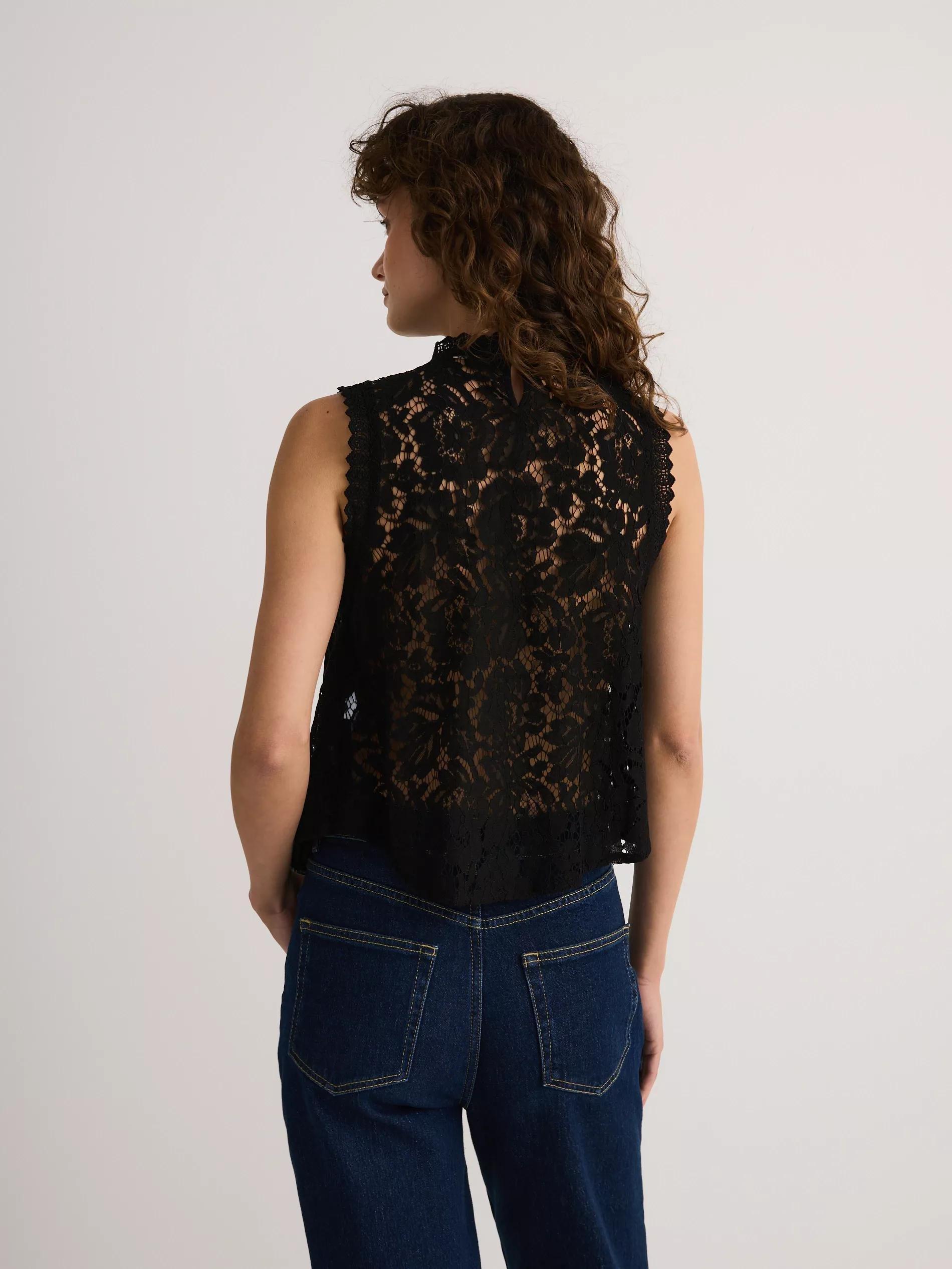 Black Blouse With Crochet Lining, , large image number 3