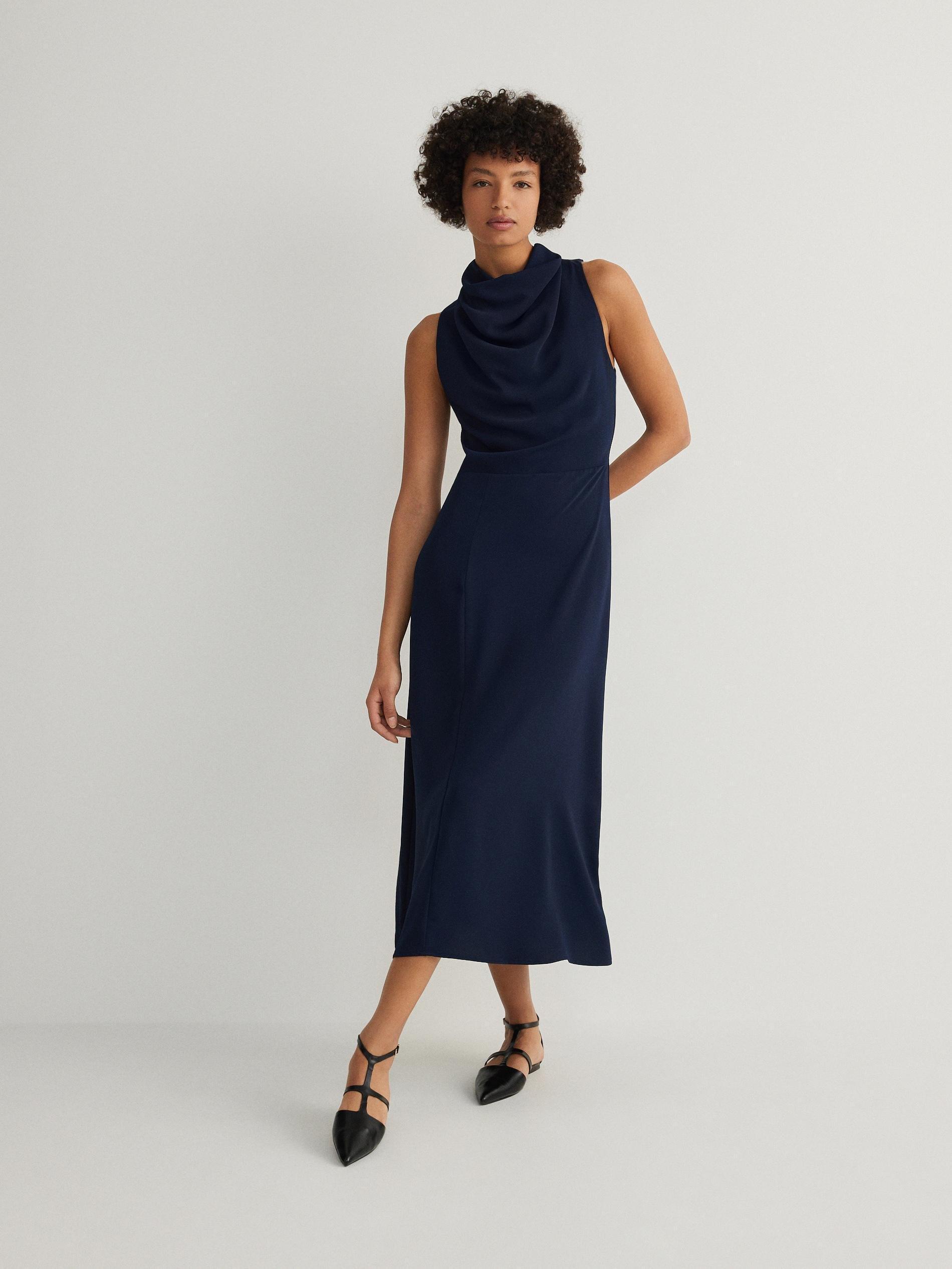 Navy High Neck Dress, , large image number 1