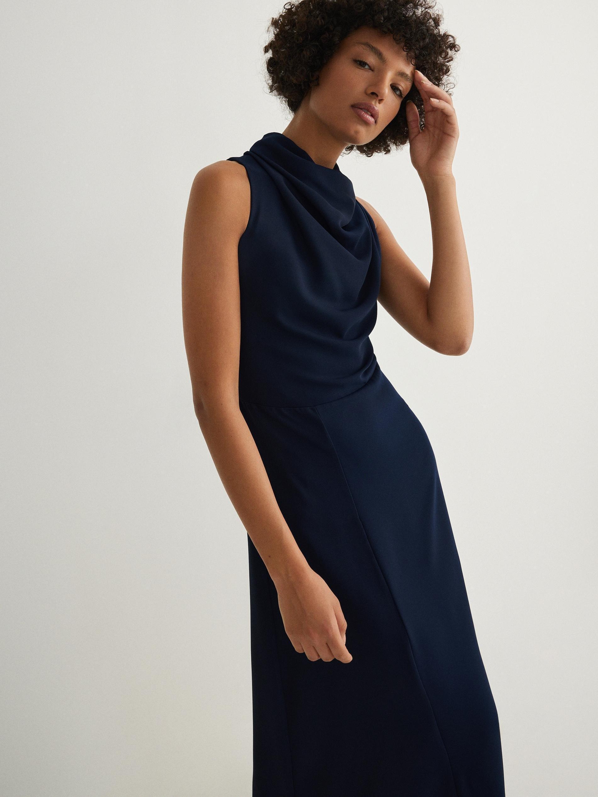 Navy High Neck Dress, , large image number 2