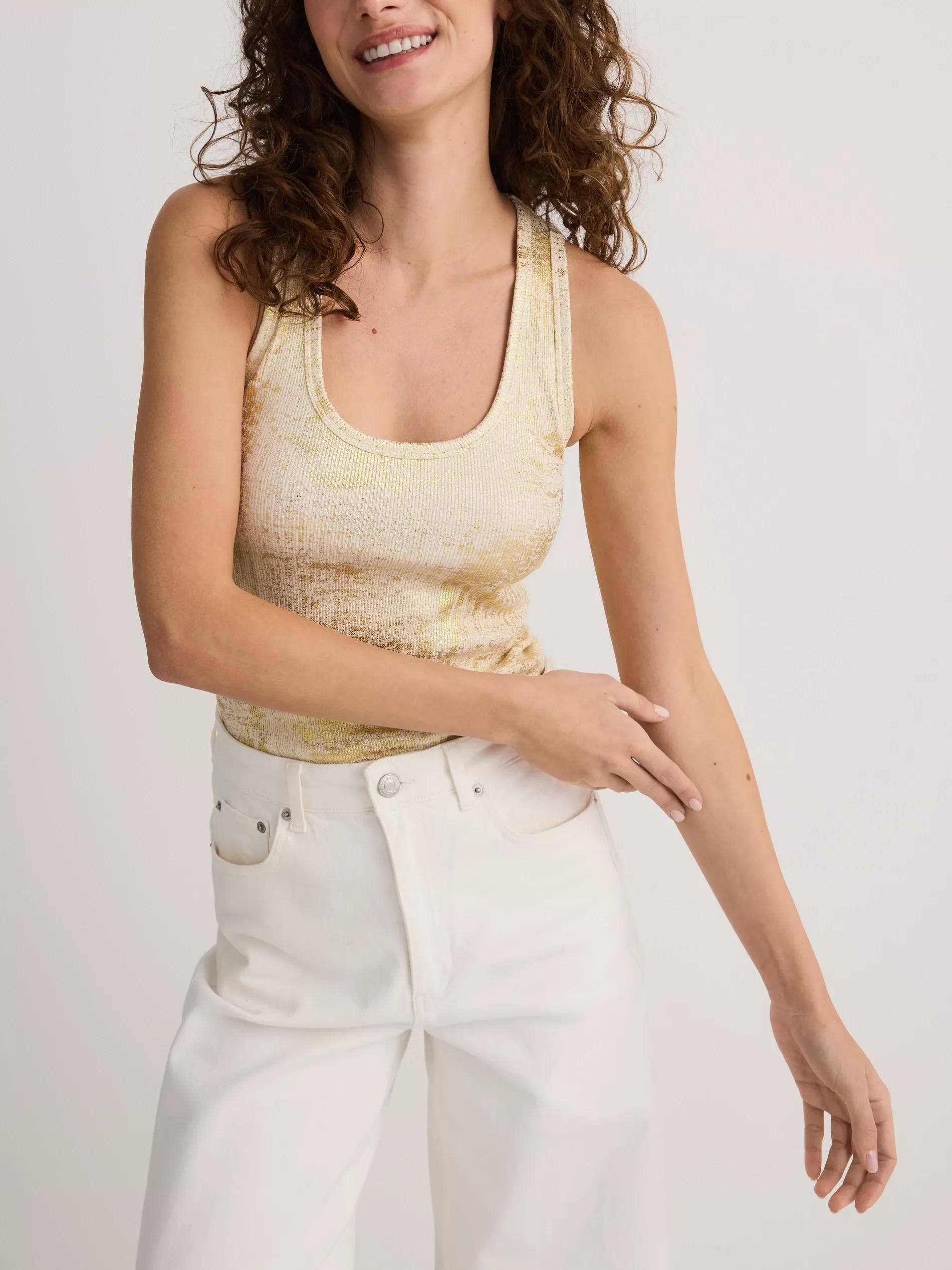 Beige Shiny Strappy Top, , large image number 2