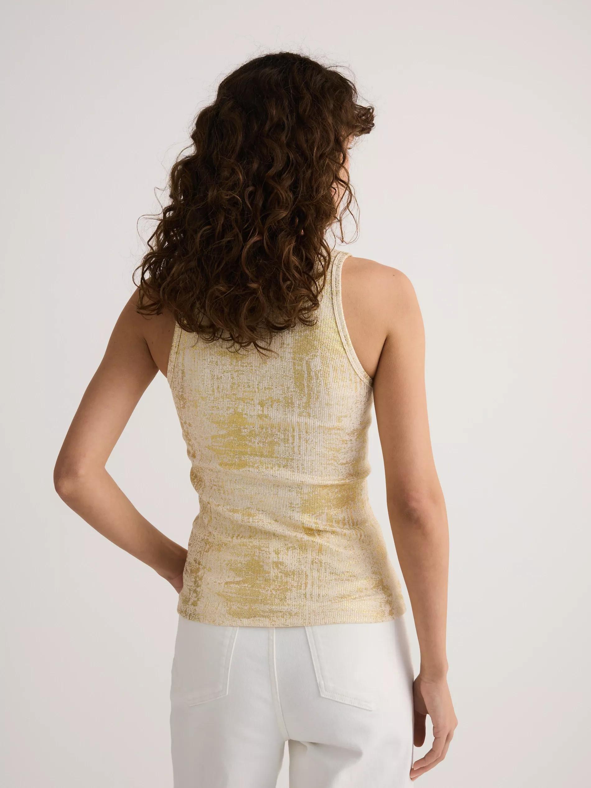 Beige Shiny Strappy Top, , large image number 4