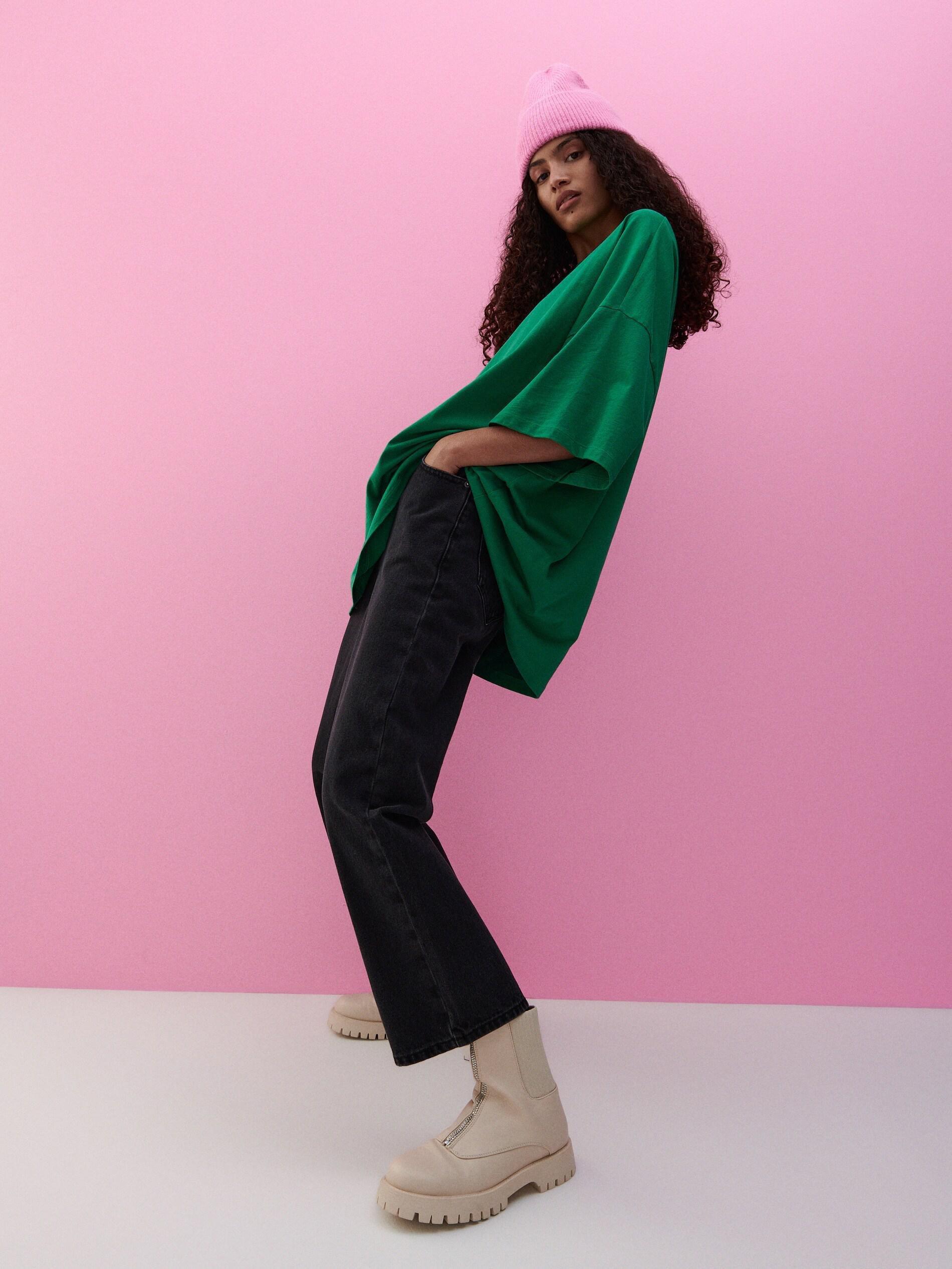 تي شيرت أخضر طازج كبير الحجم ، نسائي, , large image number 5