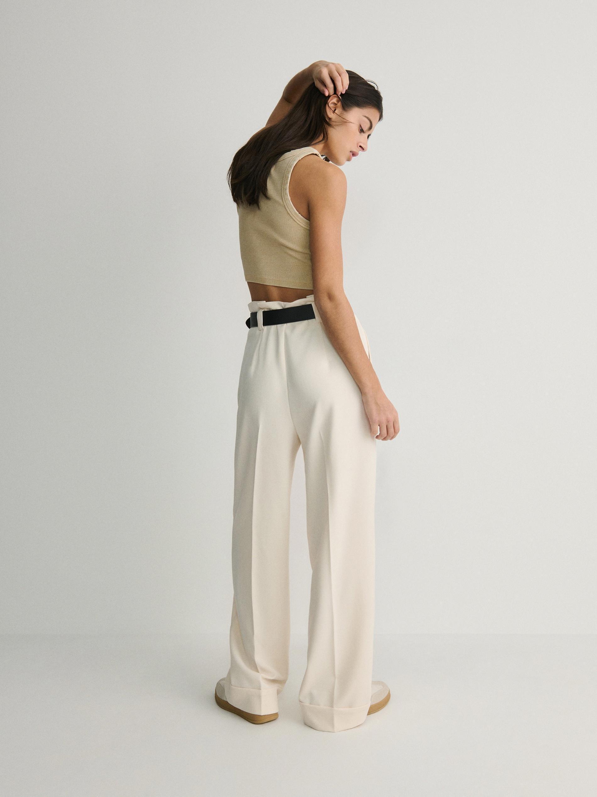 Reserved - White Trousers With Tie Waist Belt