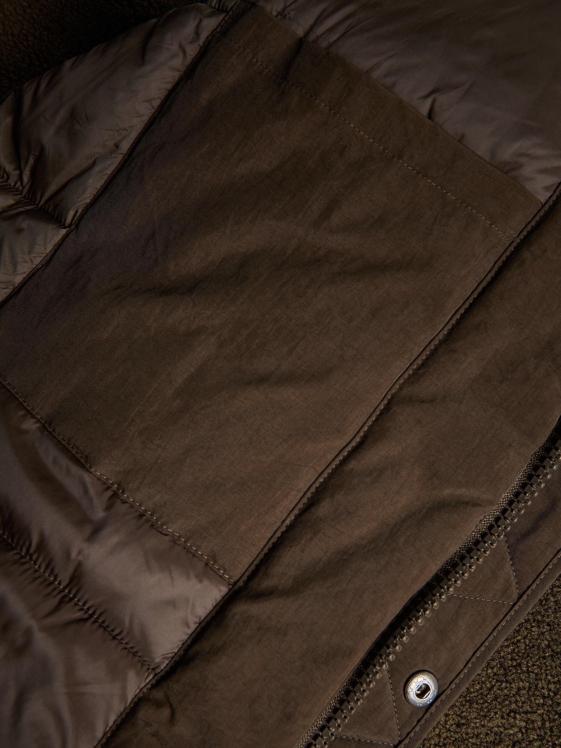Brown Sherpa Jacket With Hood, Brown, large image number 5