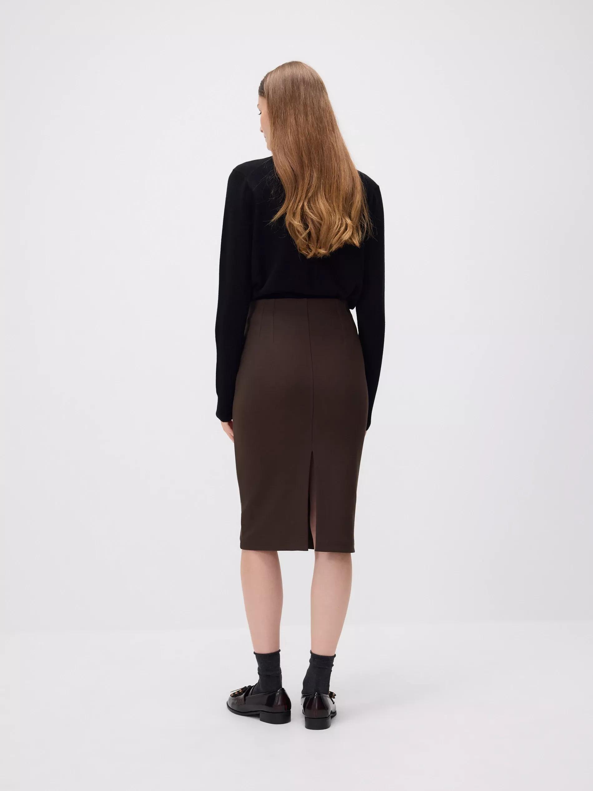 تنورة ميدي مع شق بني غامق, Brown, large image number 3