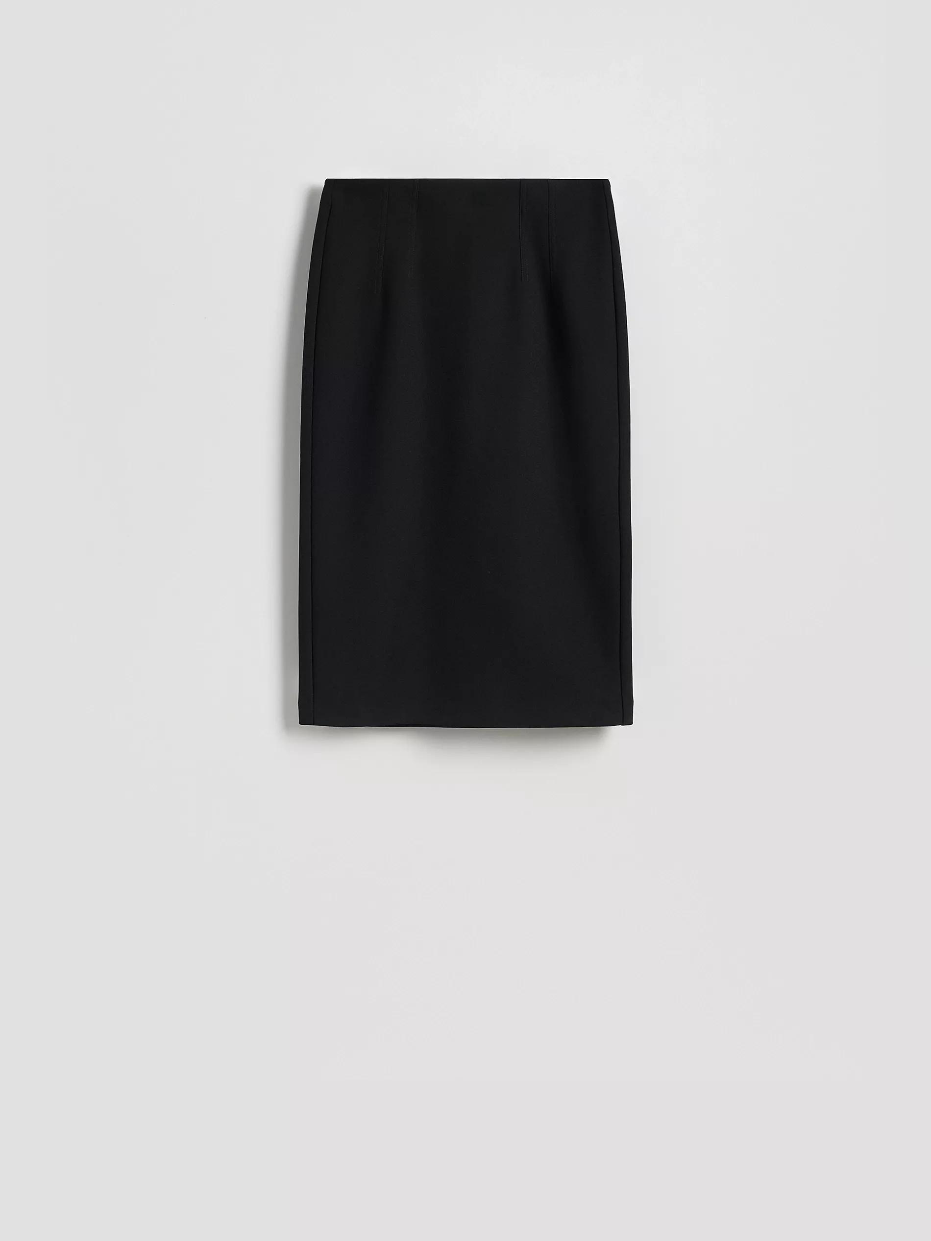 Black Midi Skirt With Split, Black, large image number 4