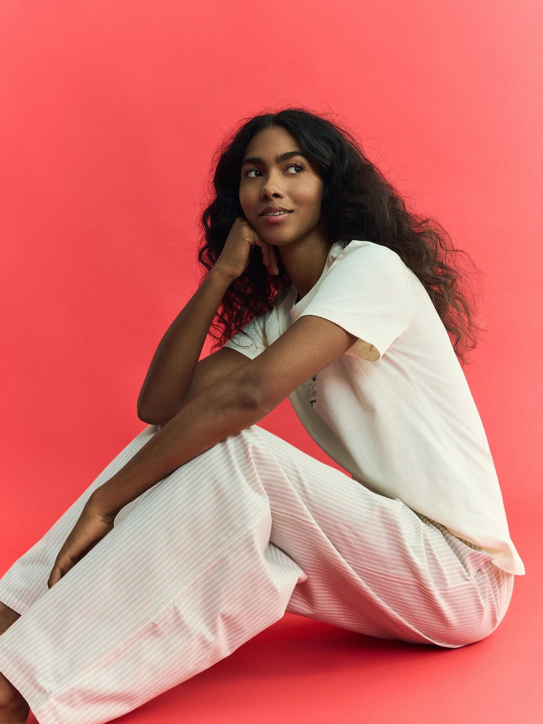 Beige Mickey Mouse Two Piece Pyjama Set, Beige, large image number 1