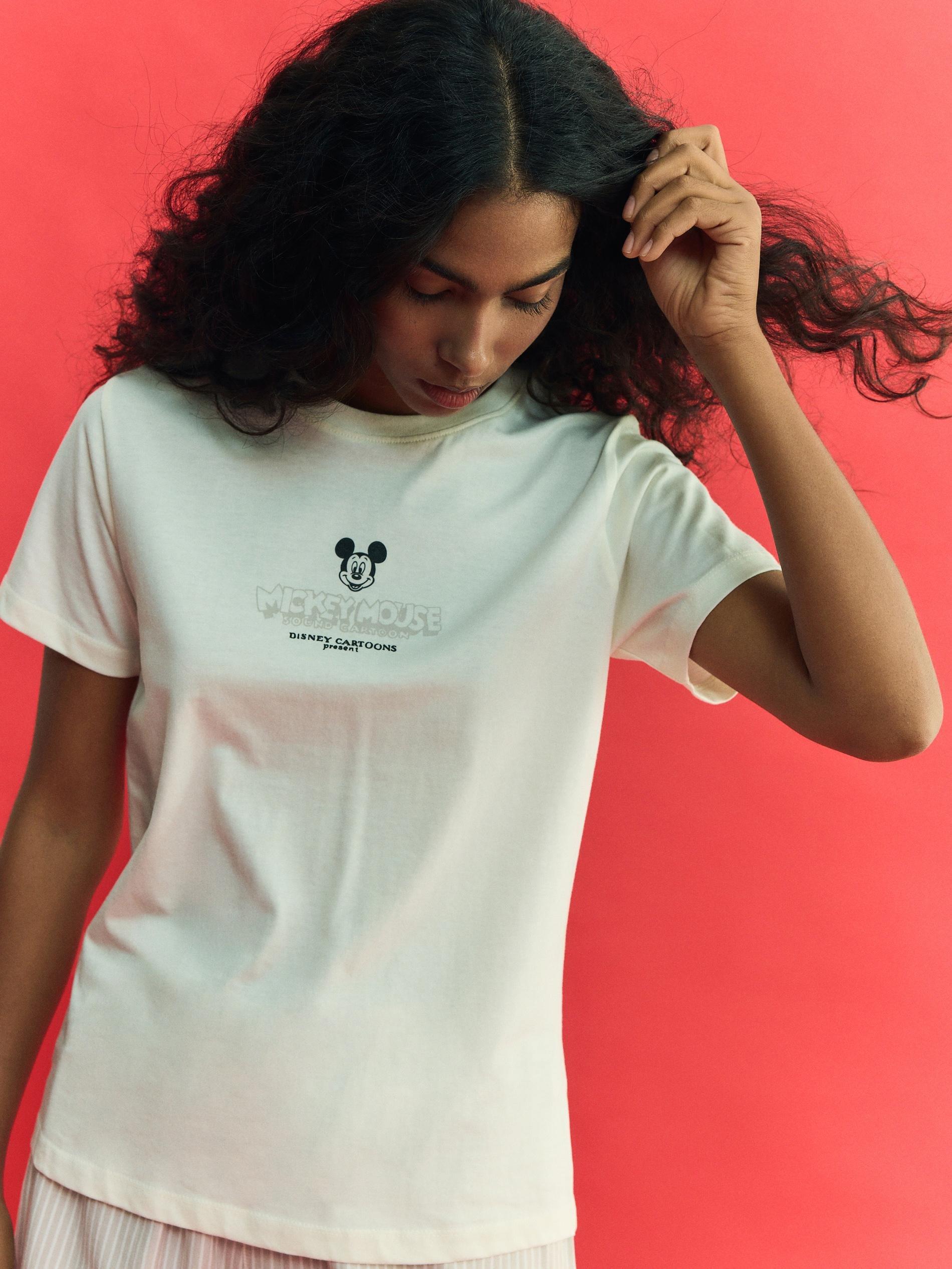 Beige Mickey Mouse Two Piece Pyjama Set, Beige, large image number 2