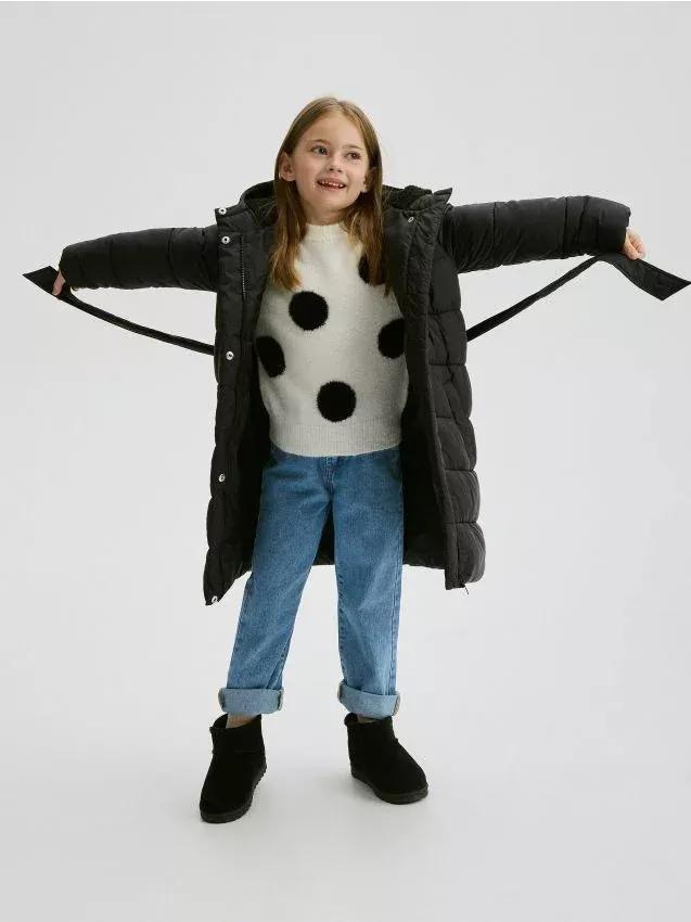 Black Quilted Coat With Lining, , large image number 0