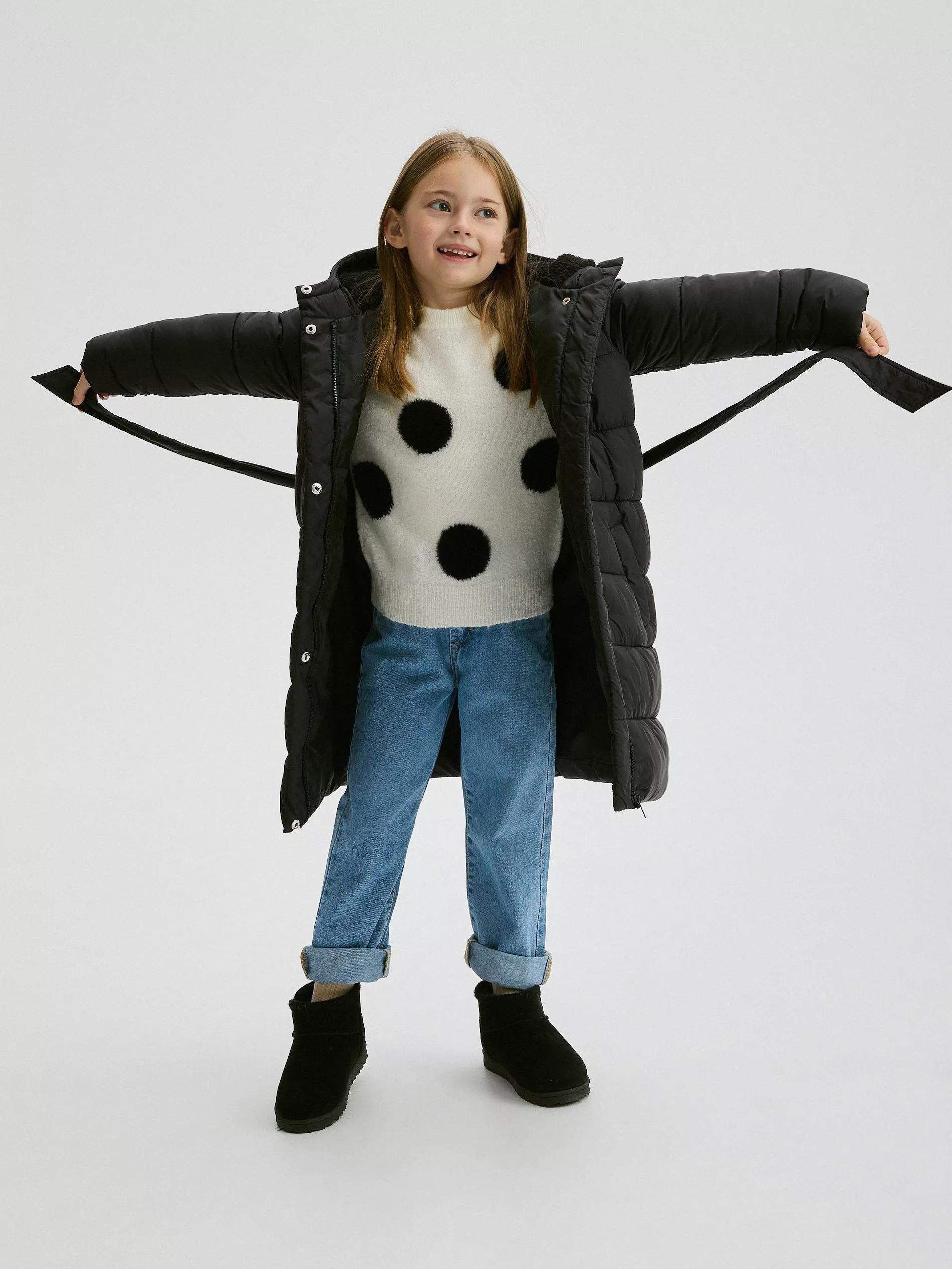 Black Quilted Coat With Lining, , large image number 1