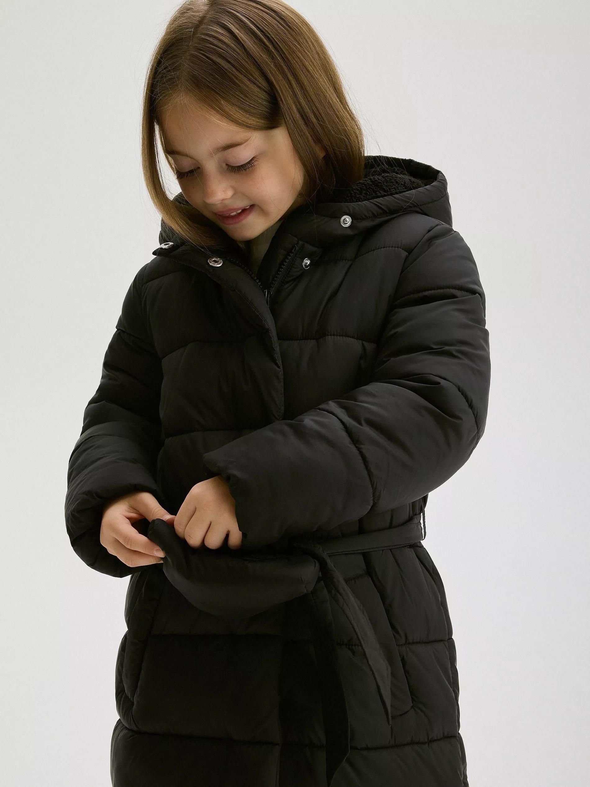 Black Quilted Coat With Lining, , large image number 3