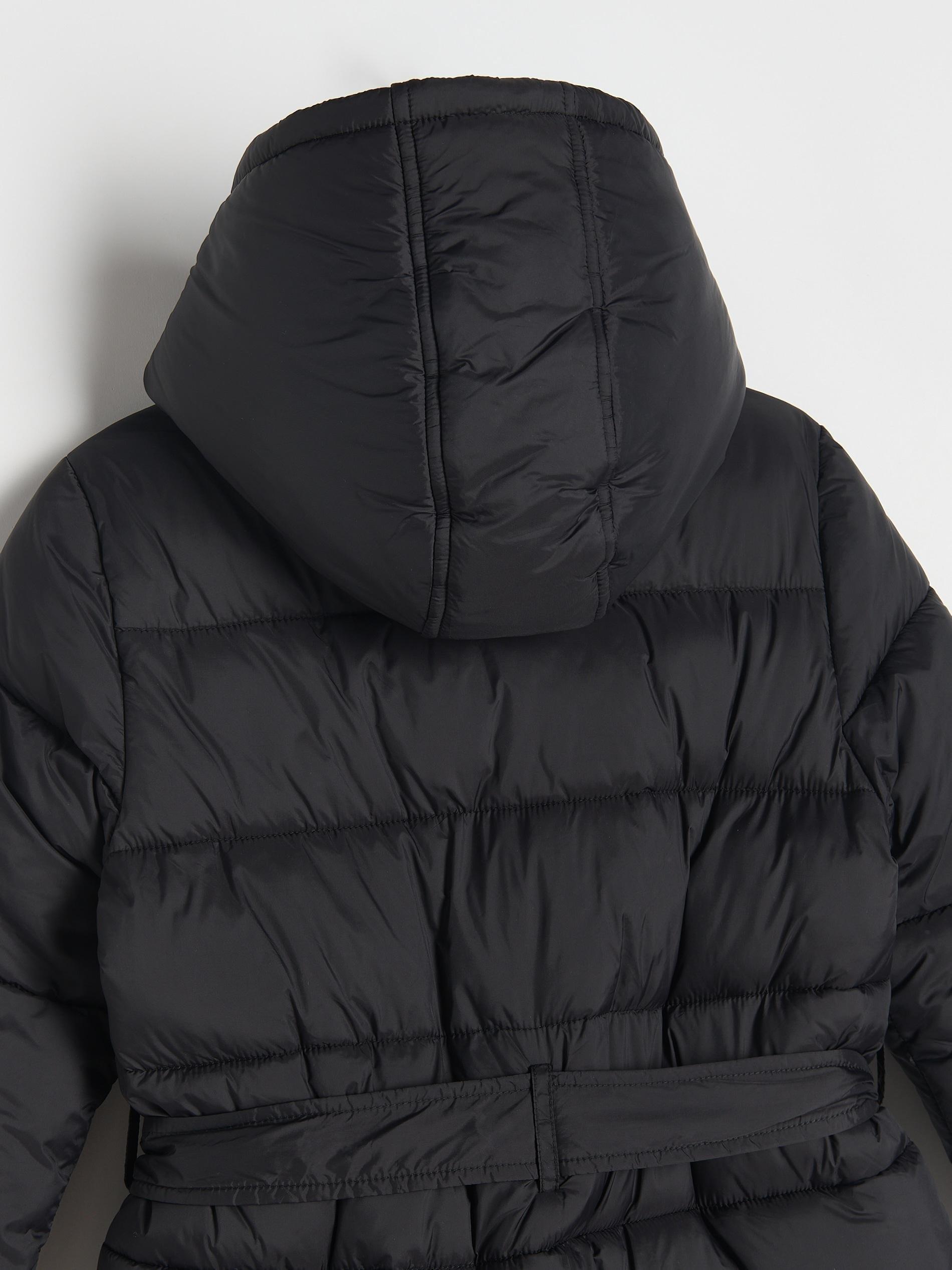 Black Quilted Coat With Lining, , large image number 4