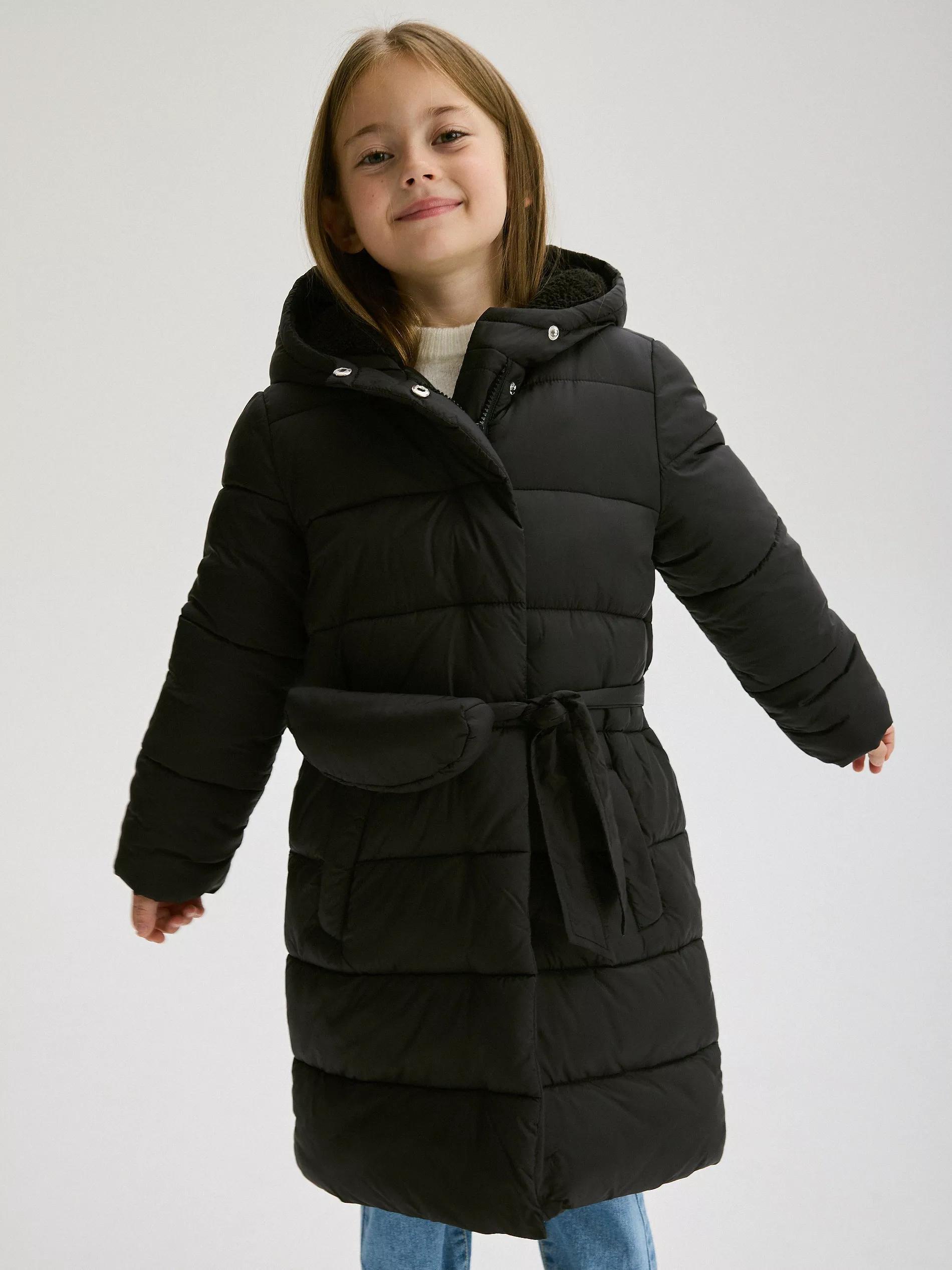 Black Quilted Coat With Lining, , large image number 5