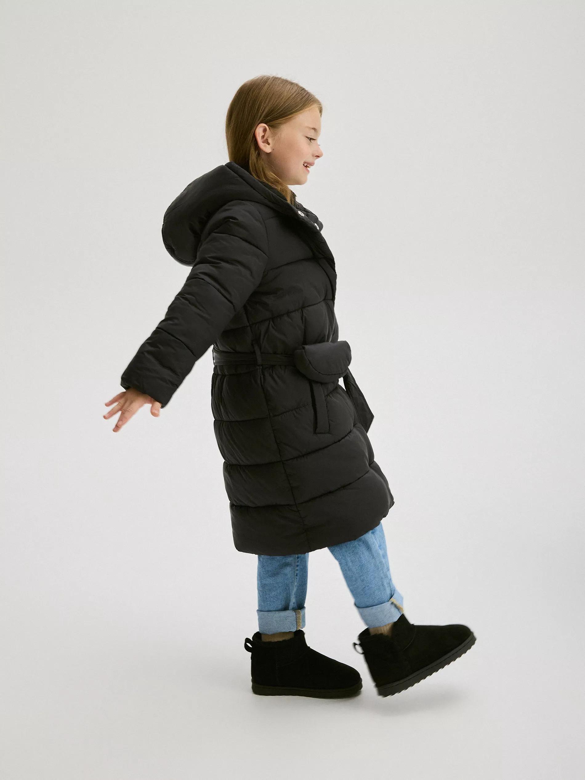 Black Quilted Coat With Lining, , large image number 6