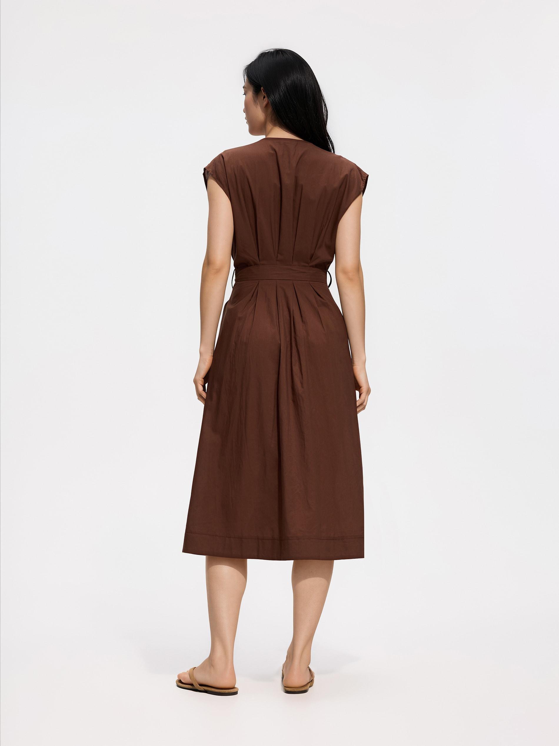 Brown Cotton Midi Dress, Brown, large image number 3