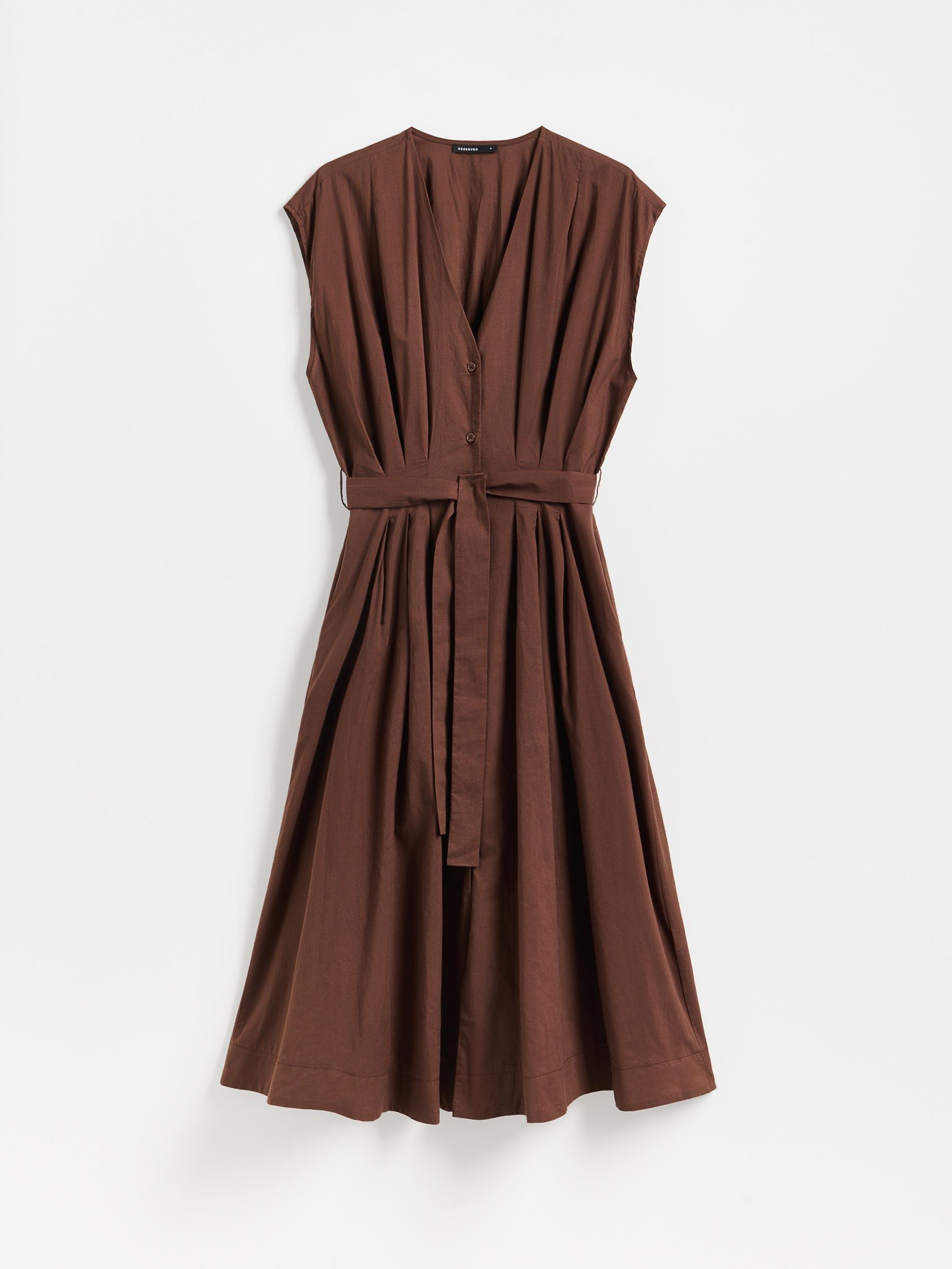 Brown Cotton Midi Dress, Brown, large image number 4