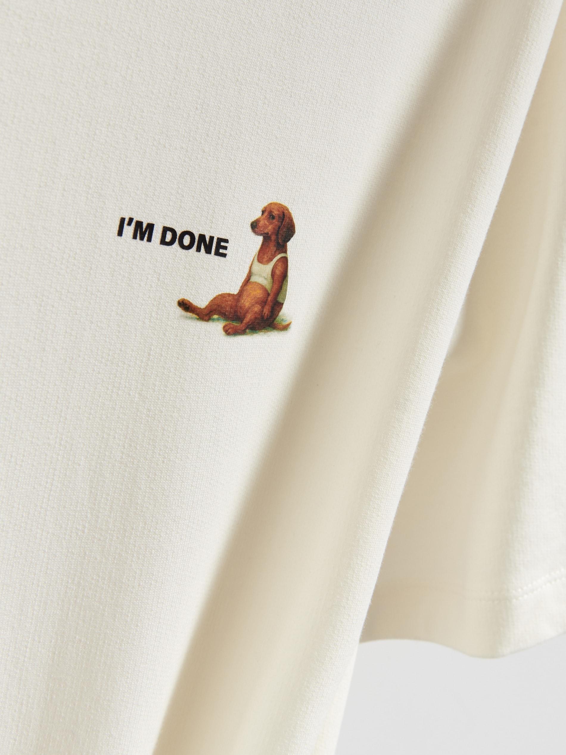 Cream Comfort Fit T-Shirt With Print, Ivory, large image number 1