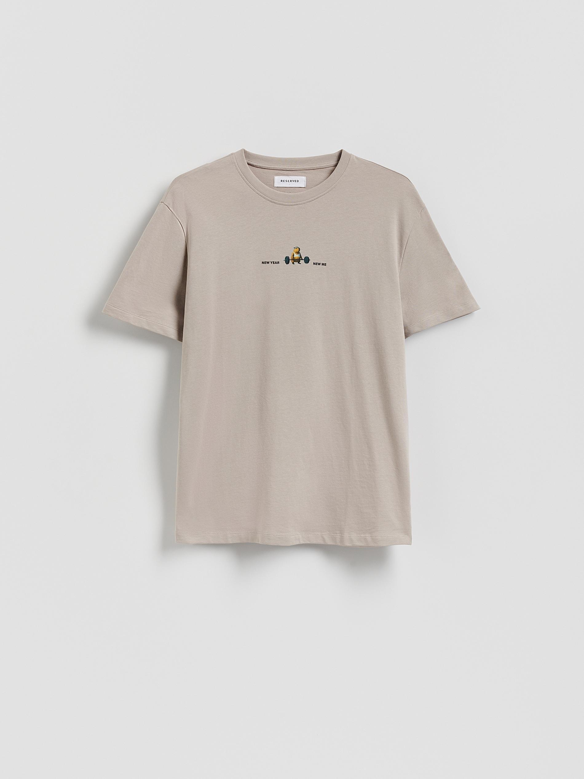 Beige Comfort Fit T-Shirt With Print, Beige, medium