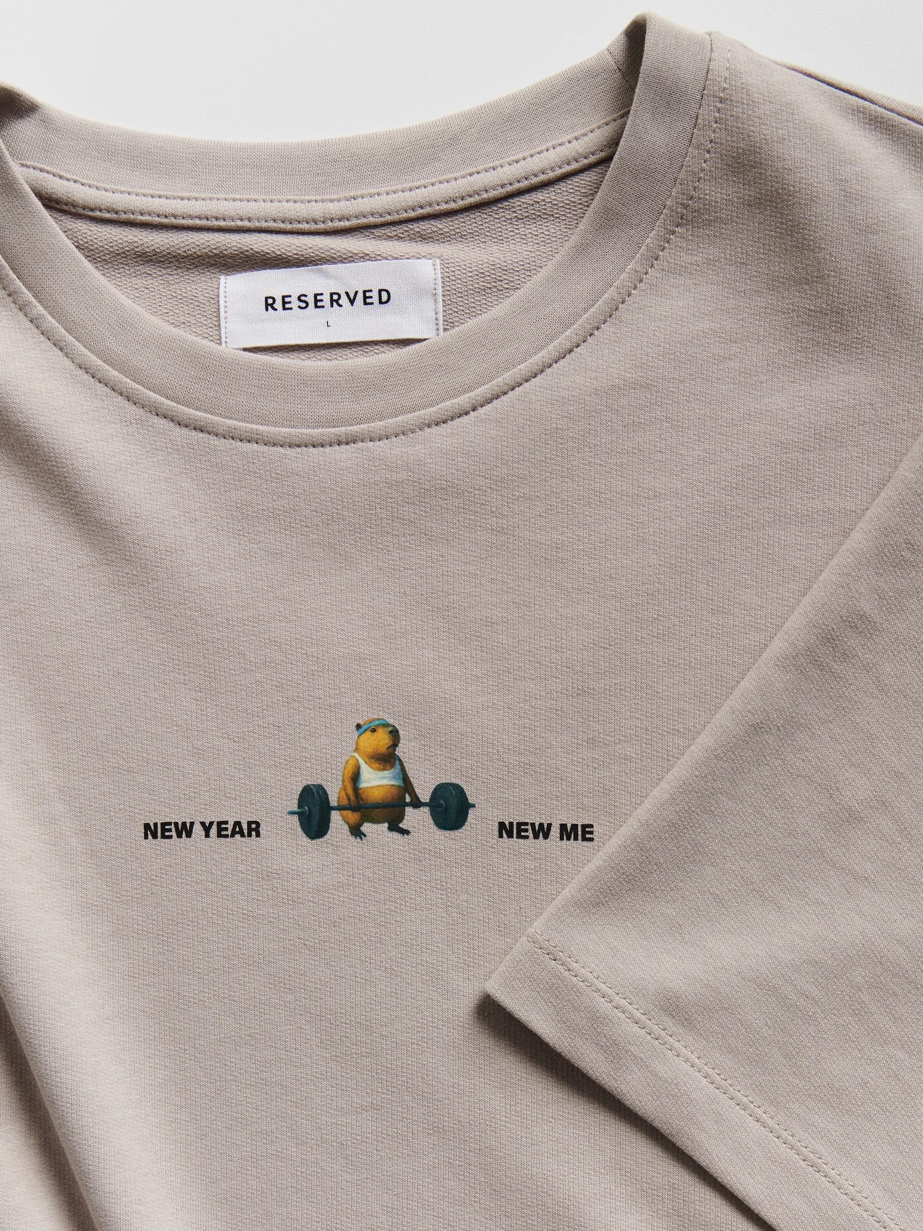 Beige Comfort Fit T-Shirt With Print, Beige, medium