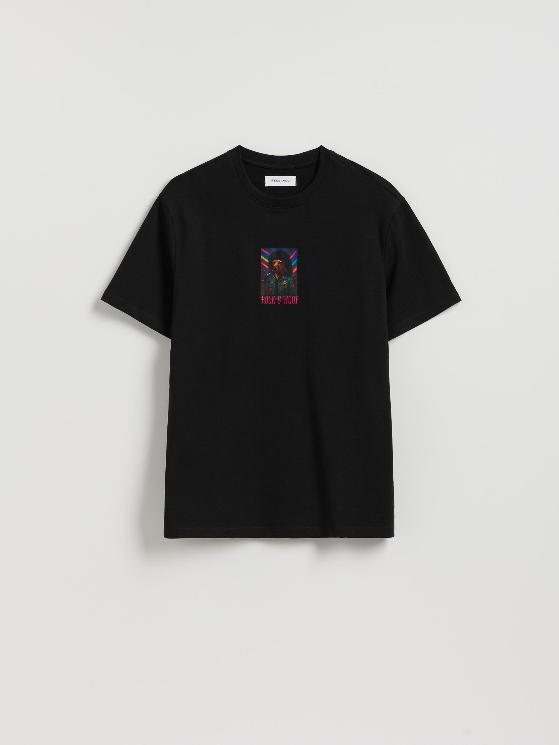 تيشيرت بقصة مريحة مع طبعة أسود, Black, medium