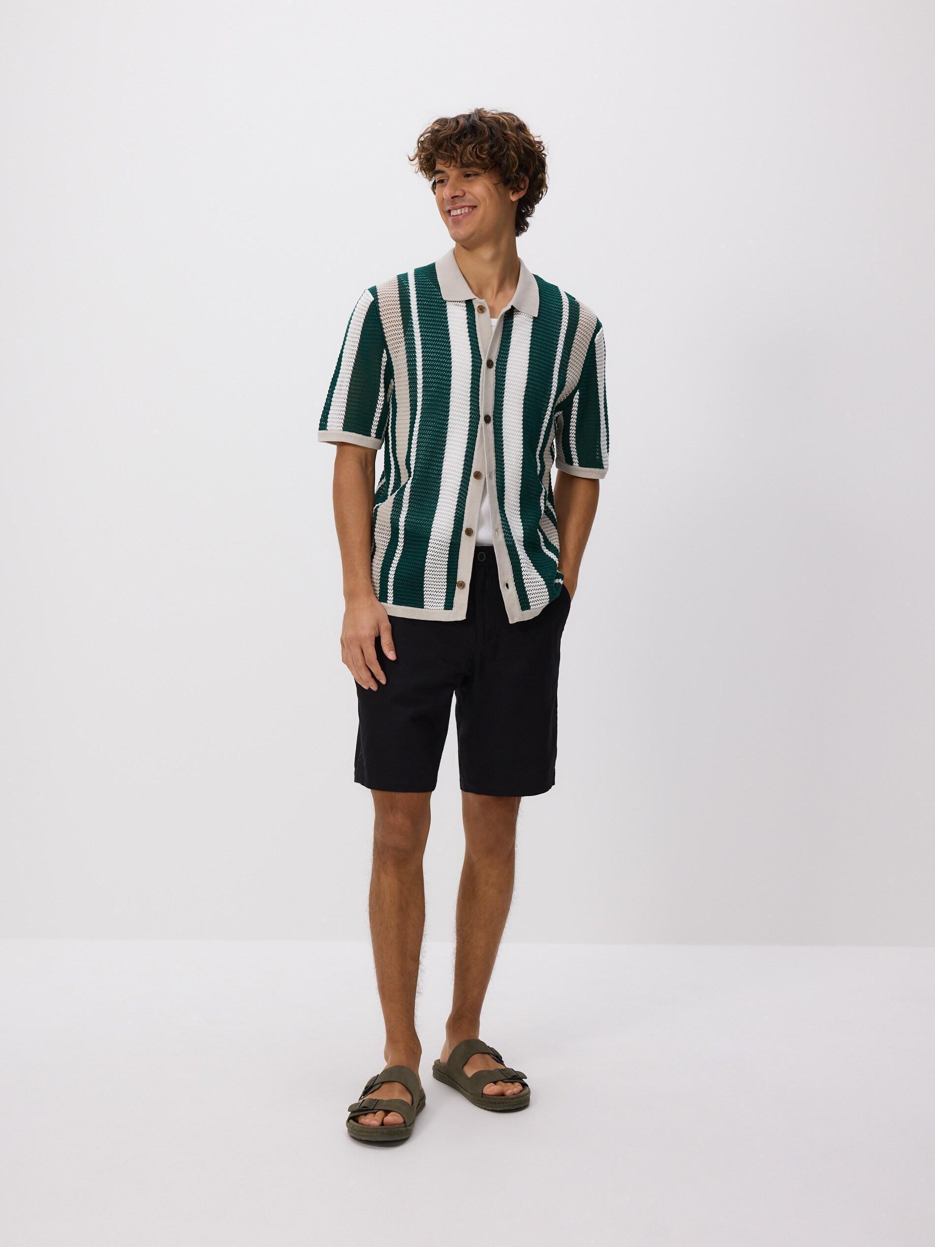 Green Striped Openwork Sweater, Green, large image number 2