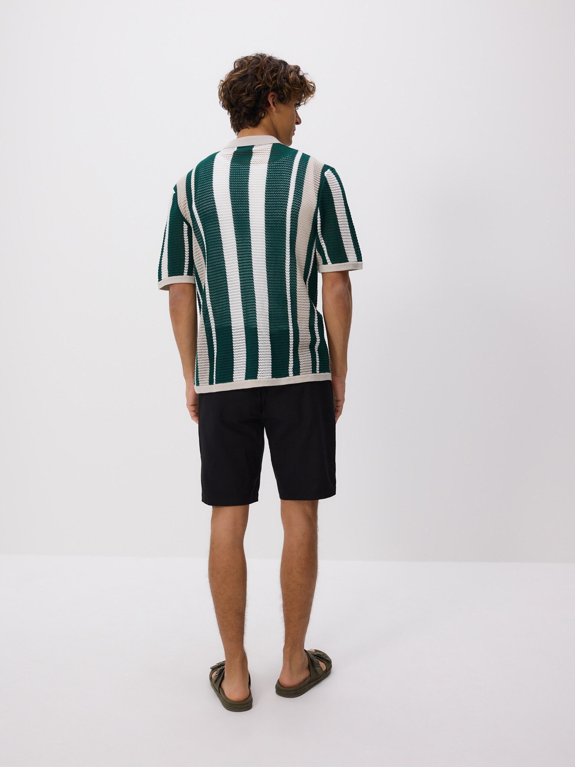 Green Striped Openwork Sweater, Green, large image number 3