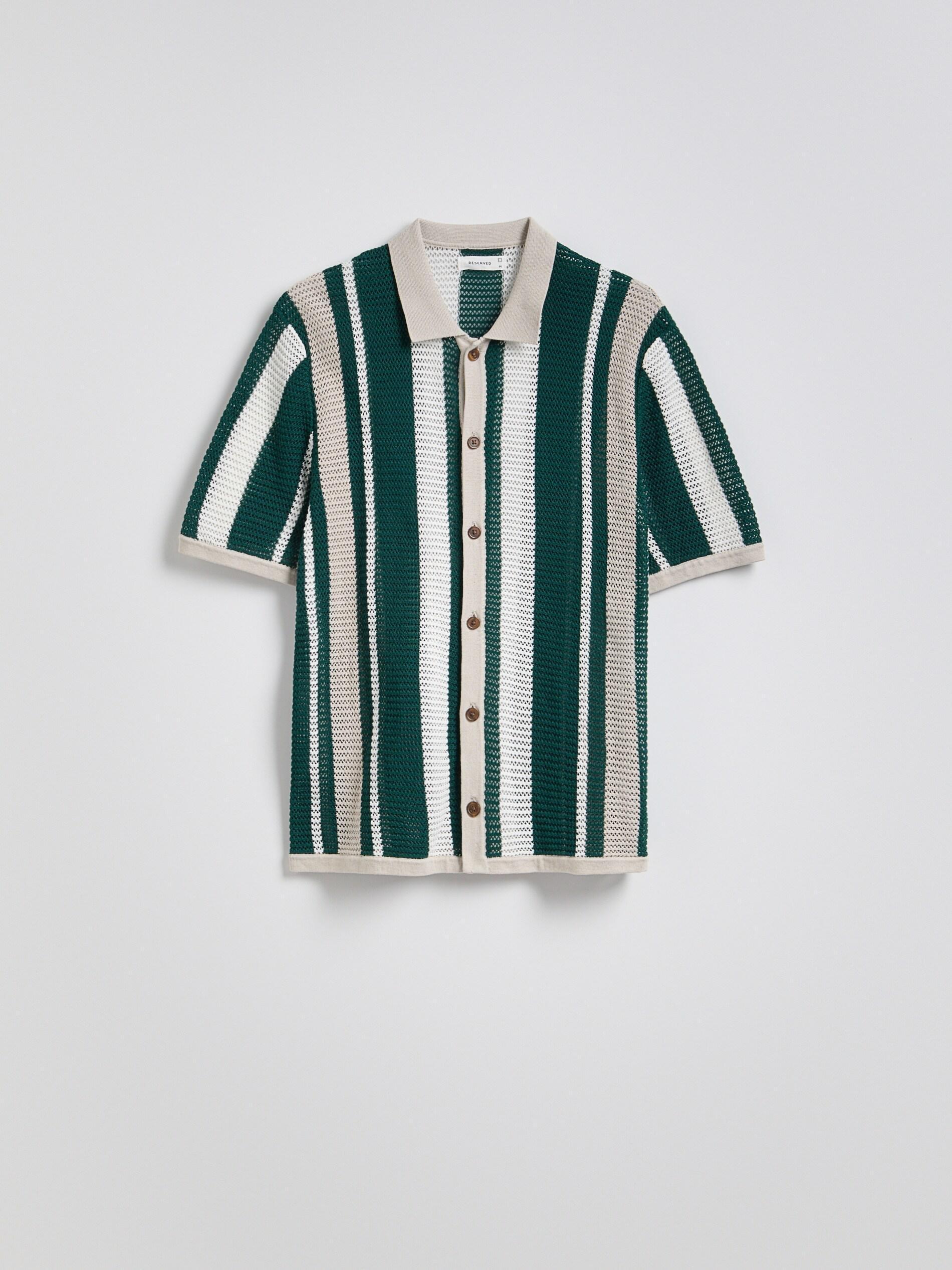 Green Striped Openwork Sweater, Green, large image number 4