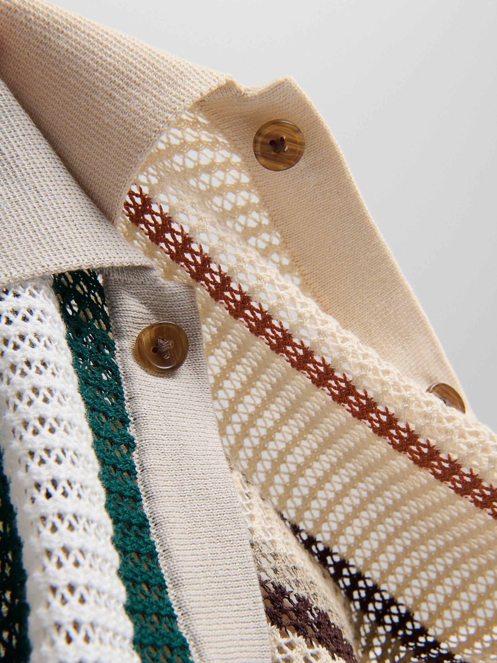 Beige Striped Openwork Sweater, Beige, large image number 5