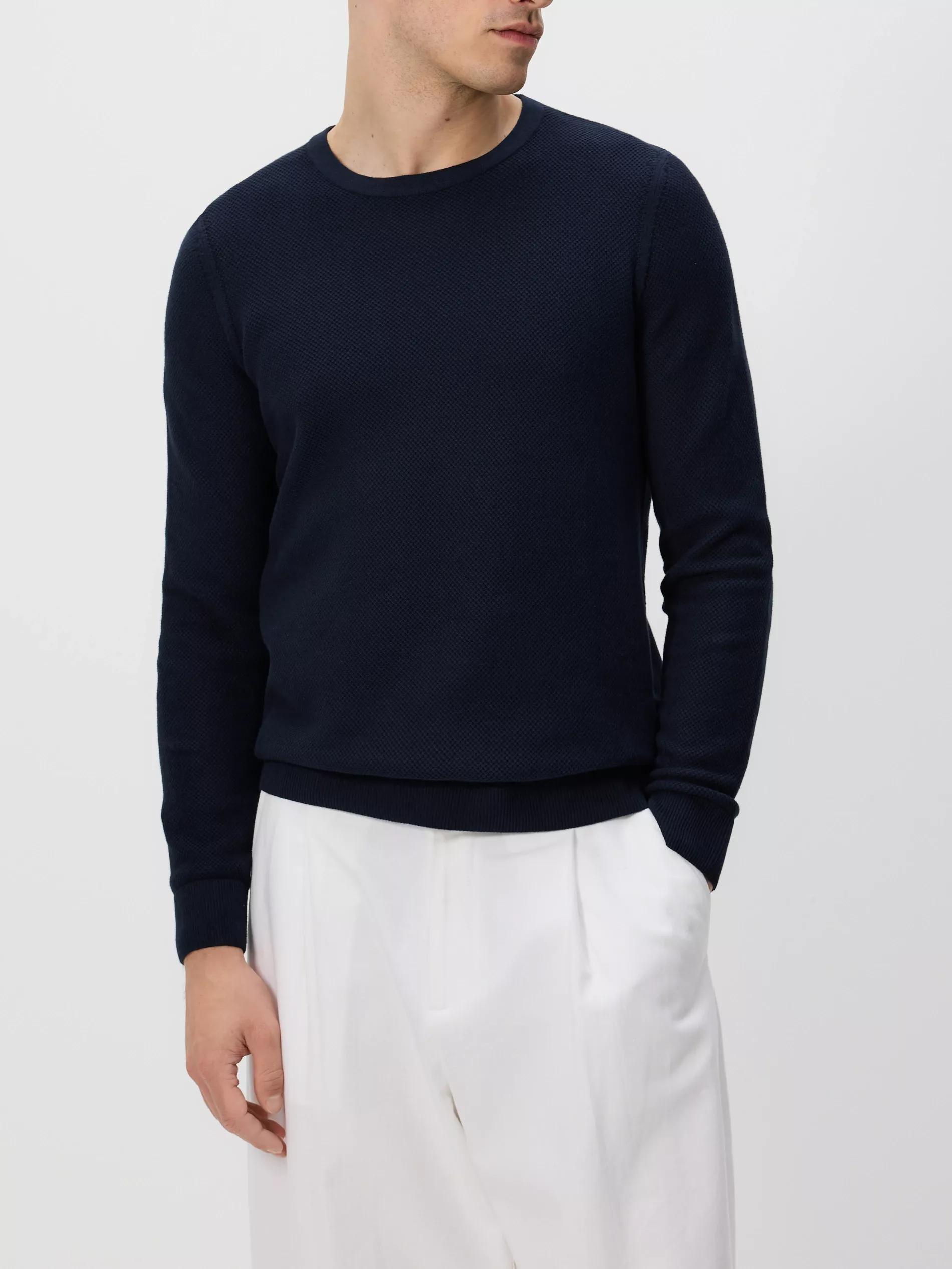 Navy Structural Cotton Jumper, Navy, medium