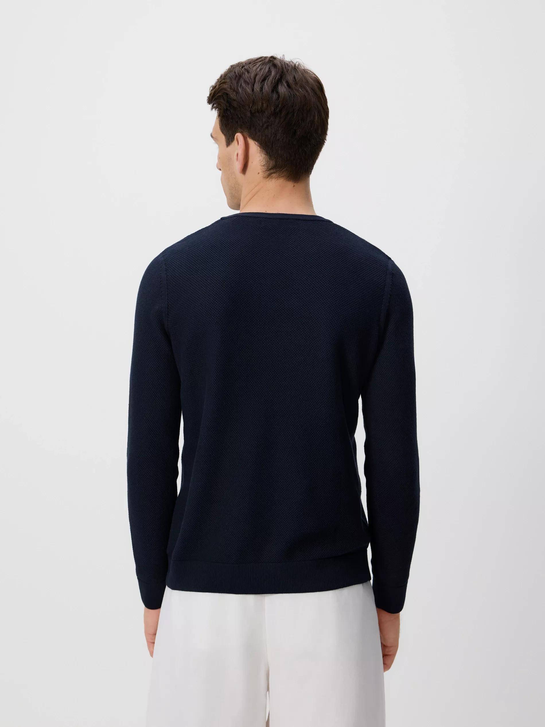 Navy Structural Cotton Jumper, Navy, large image number 3