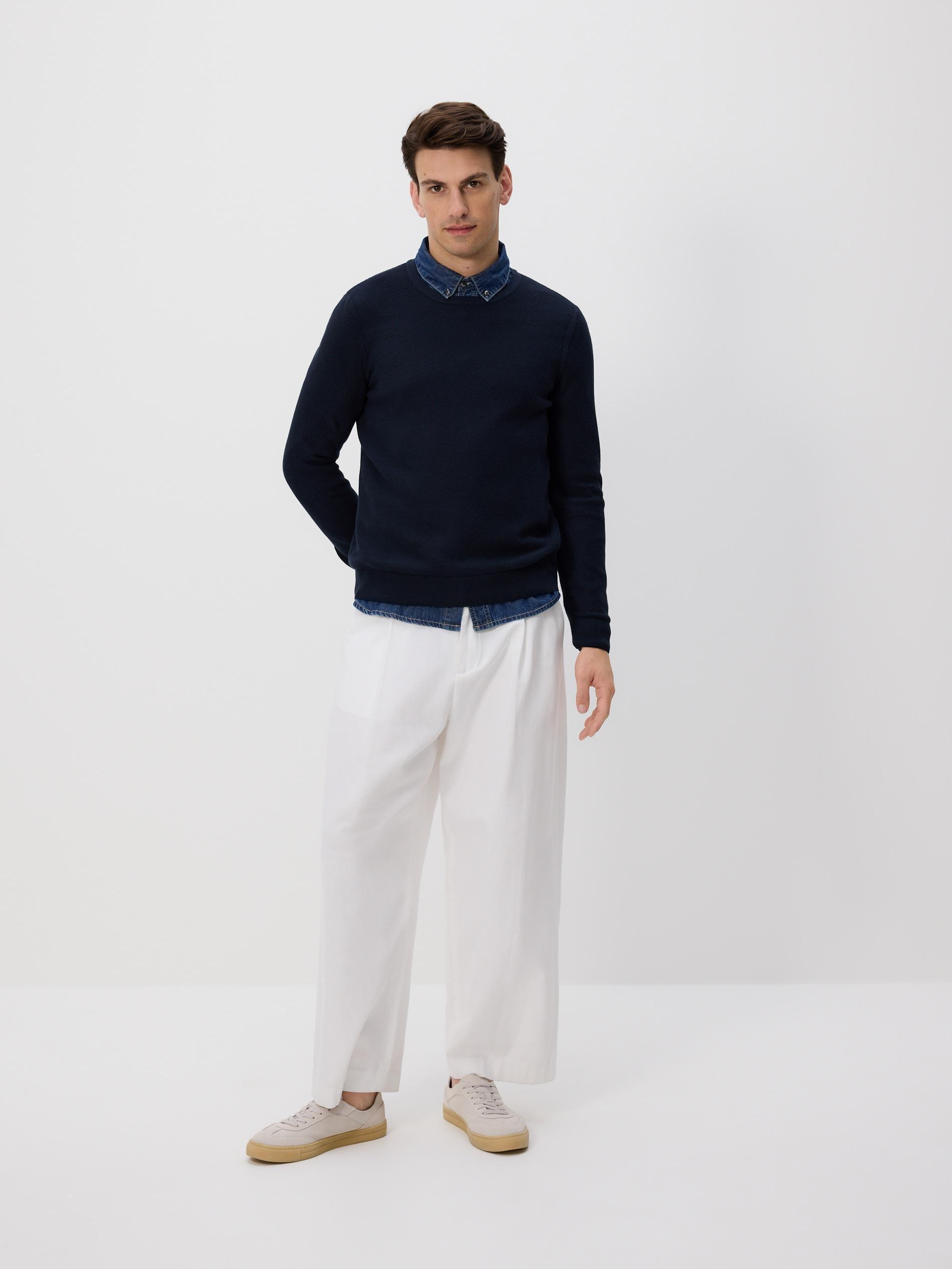 Navy Structural Cotton Jumper, Navy, large image number 4