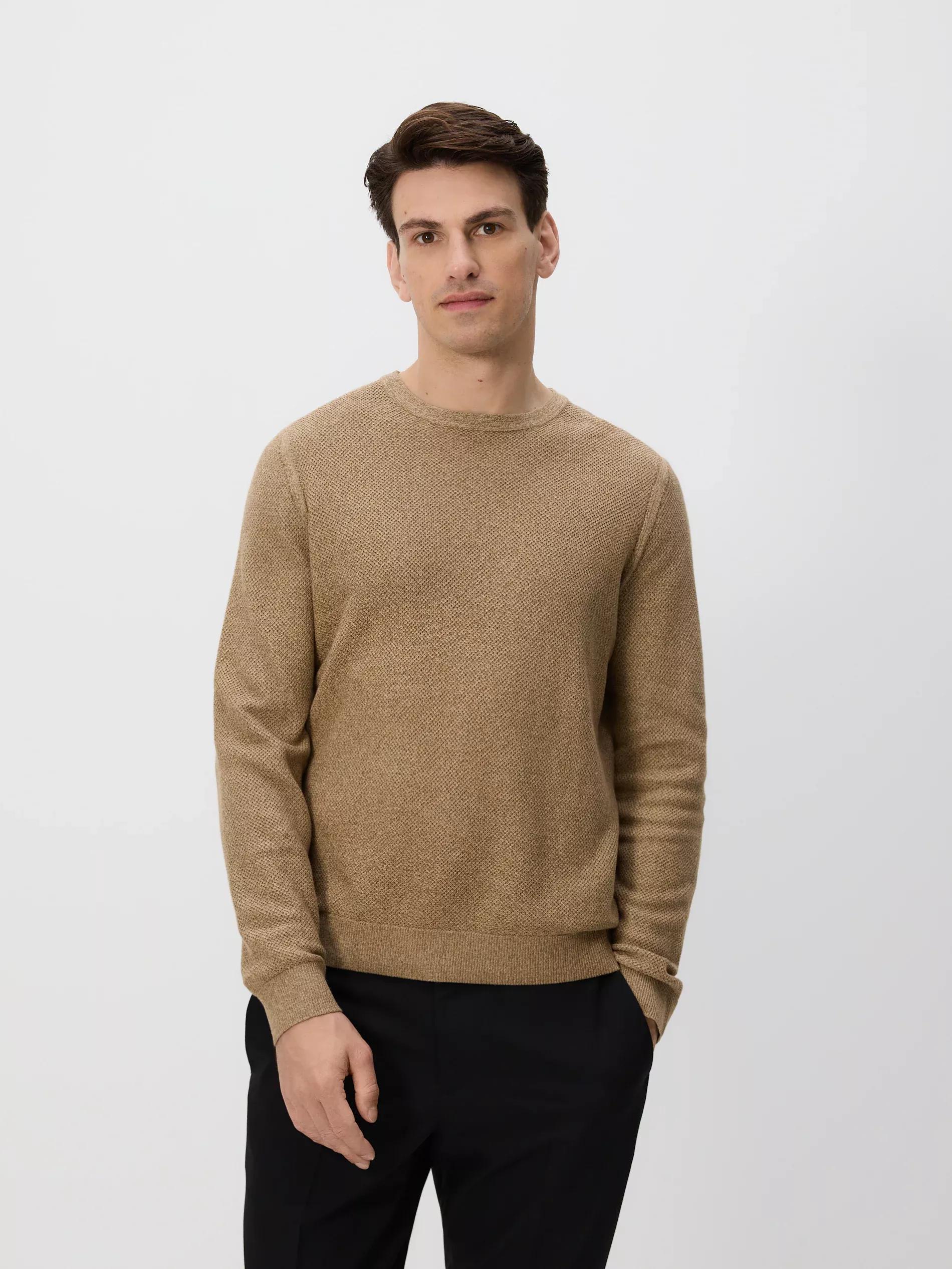 Brown Structural Cotton Jumper, Brown, medium