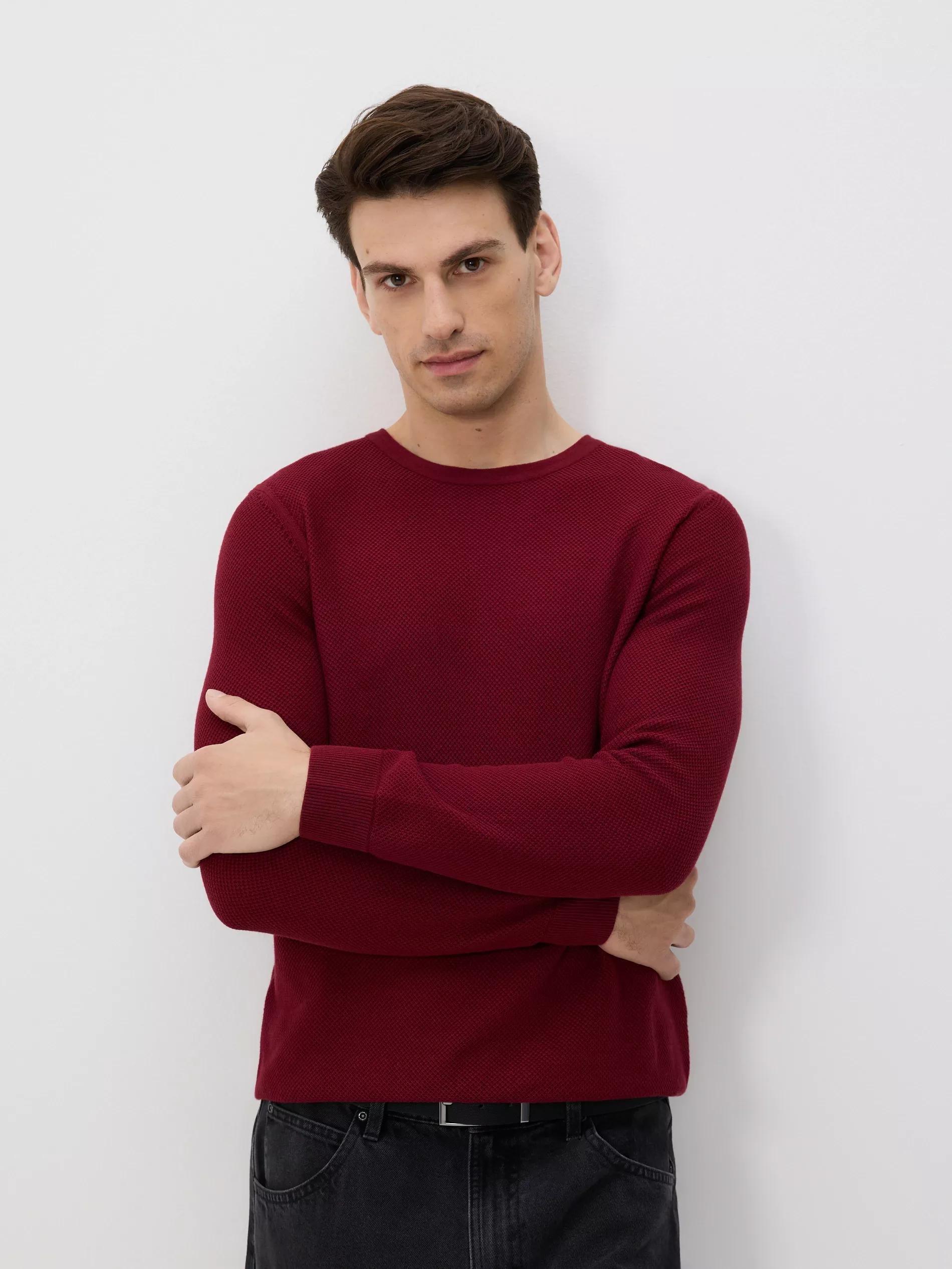 كنزة من قماش مُهيكل قطن عنابي, Burgundy, large image number 0