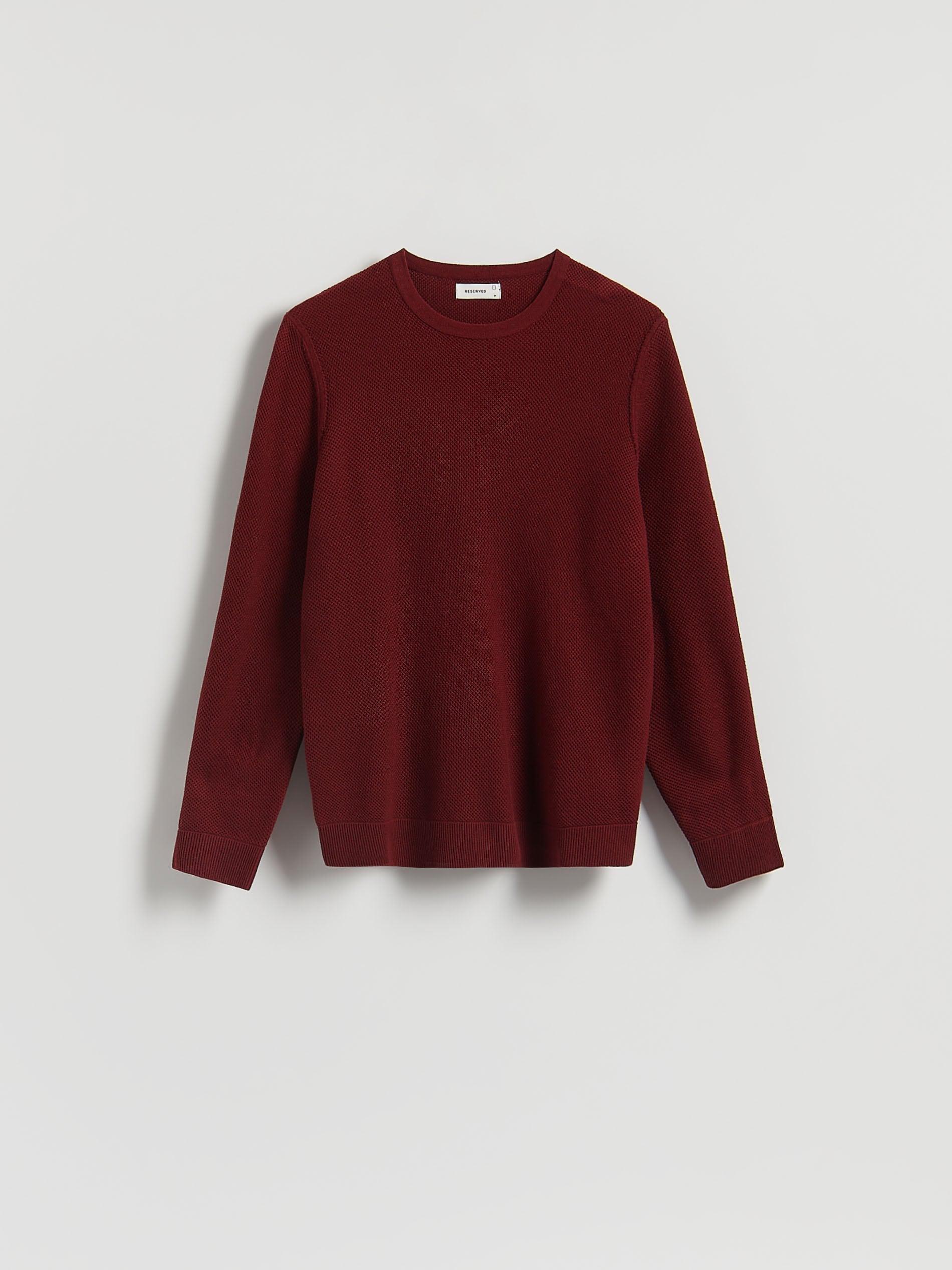 كنزة من قماش مُهيكل قطن عنابي, Burgundy, large image number 5