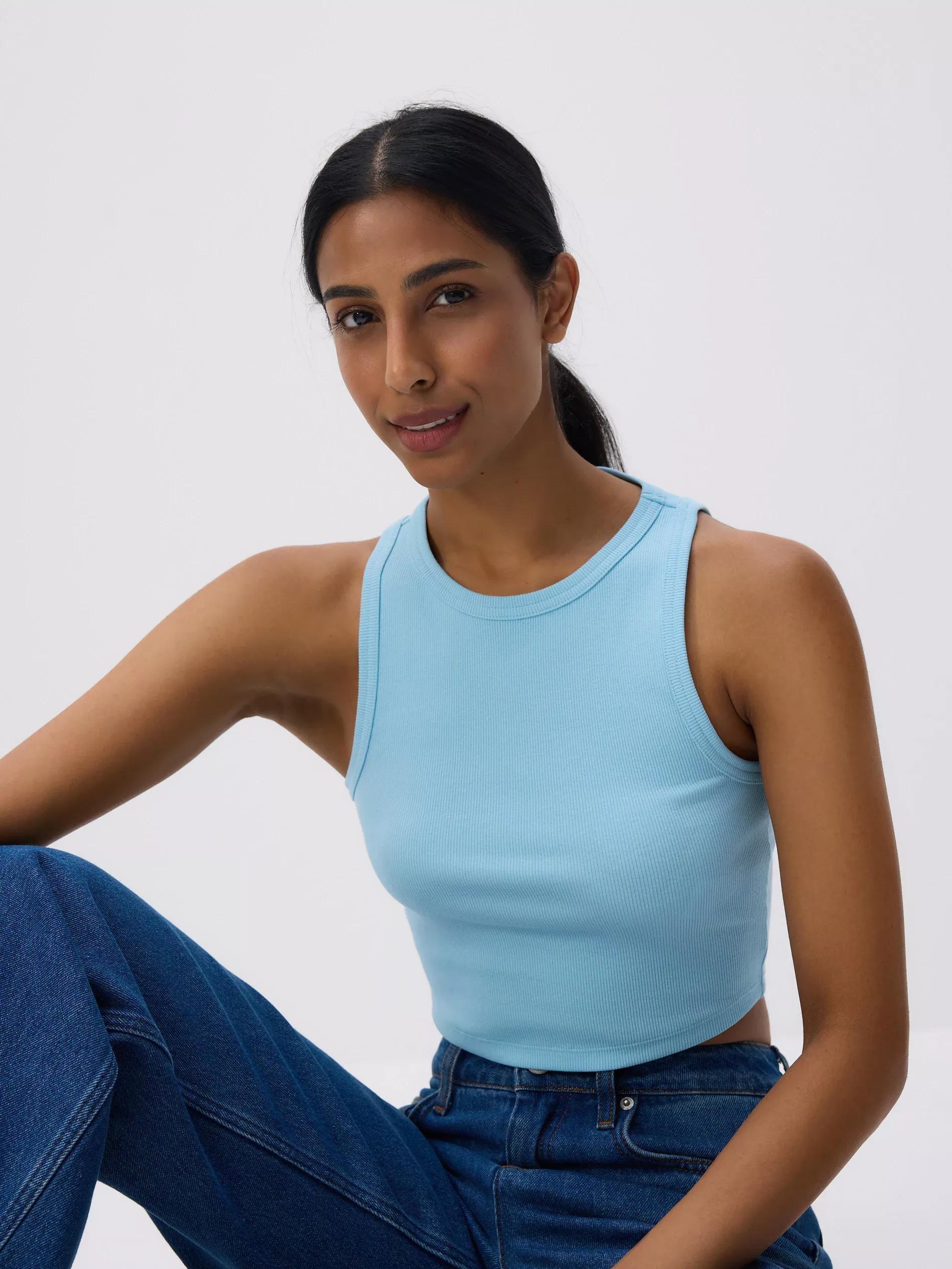 Turquoise Cotton Top, Turquoise, medium