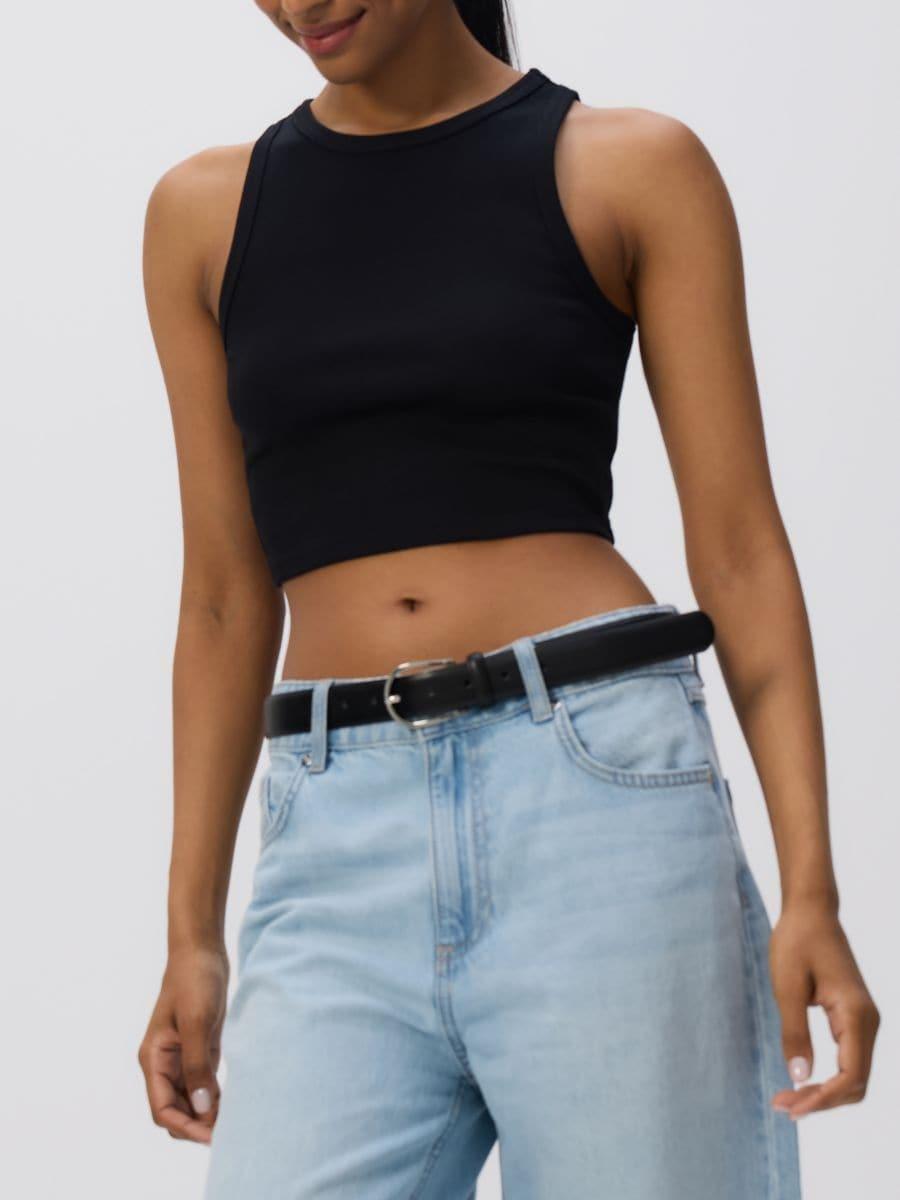 LADIES` SINGLE T, Black, medium